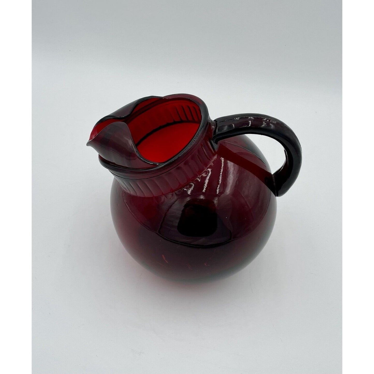 Vintage Anchor Hocking Tilt Ruby Red Ball Pitcher (D7) - Vintosh Vintage