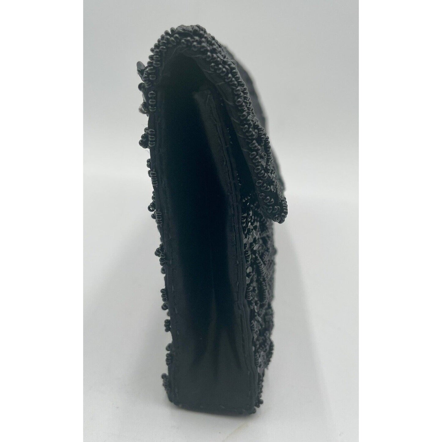 1960s Sharonee Black Beaded & Sequin Clutch Evening Handbag - Hong Kong (A5) - Vintosh Vintage