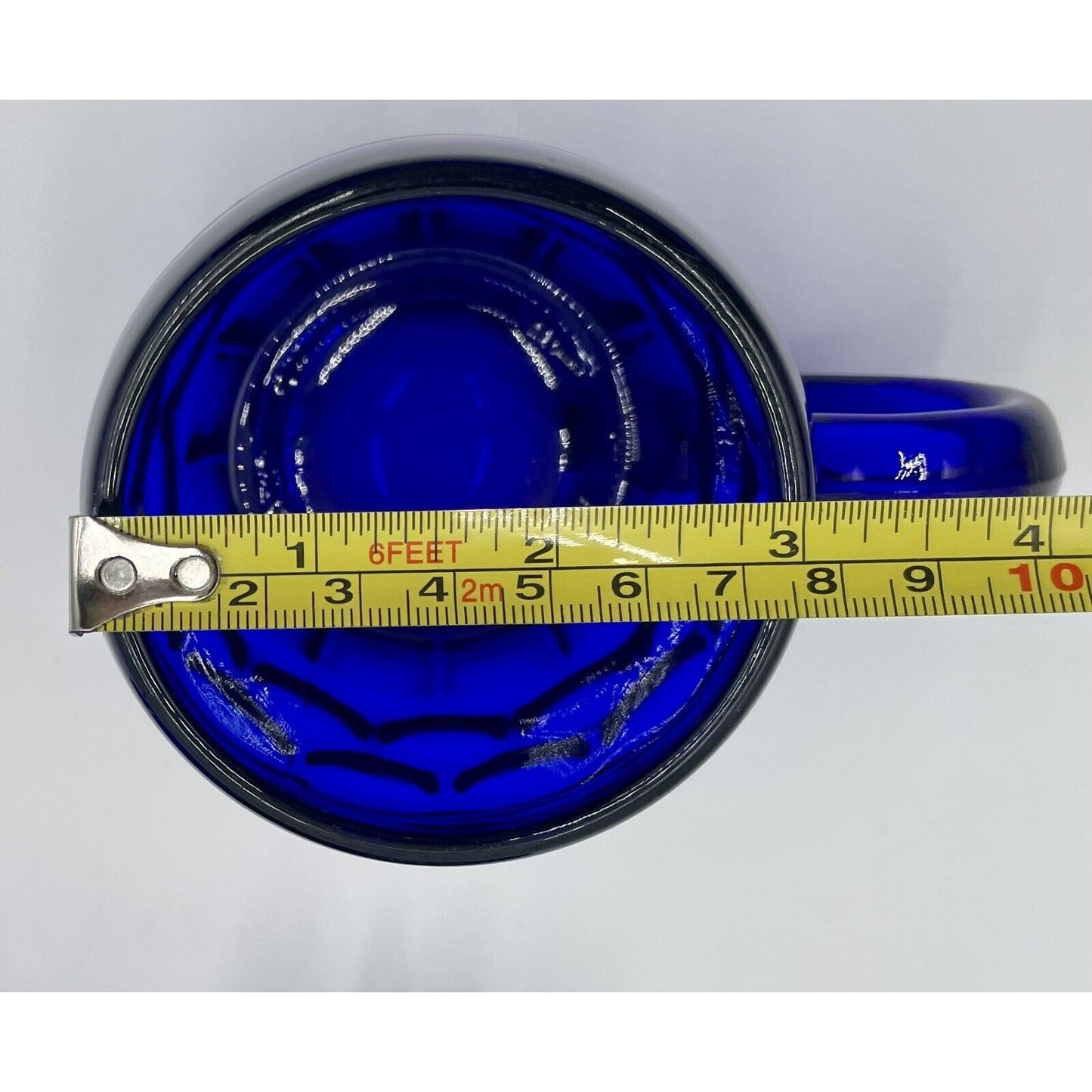 Vintage Lot of 5 New Martinsville #24 Beer Mug - Cobalt Blue Thumbprint Mug (D6) - Vintosh Vintage