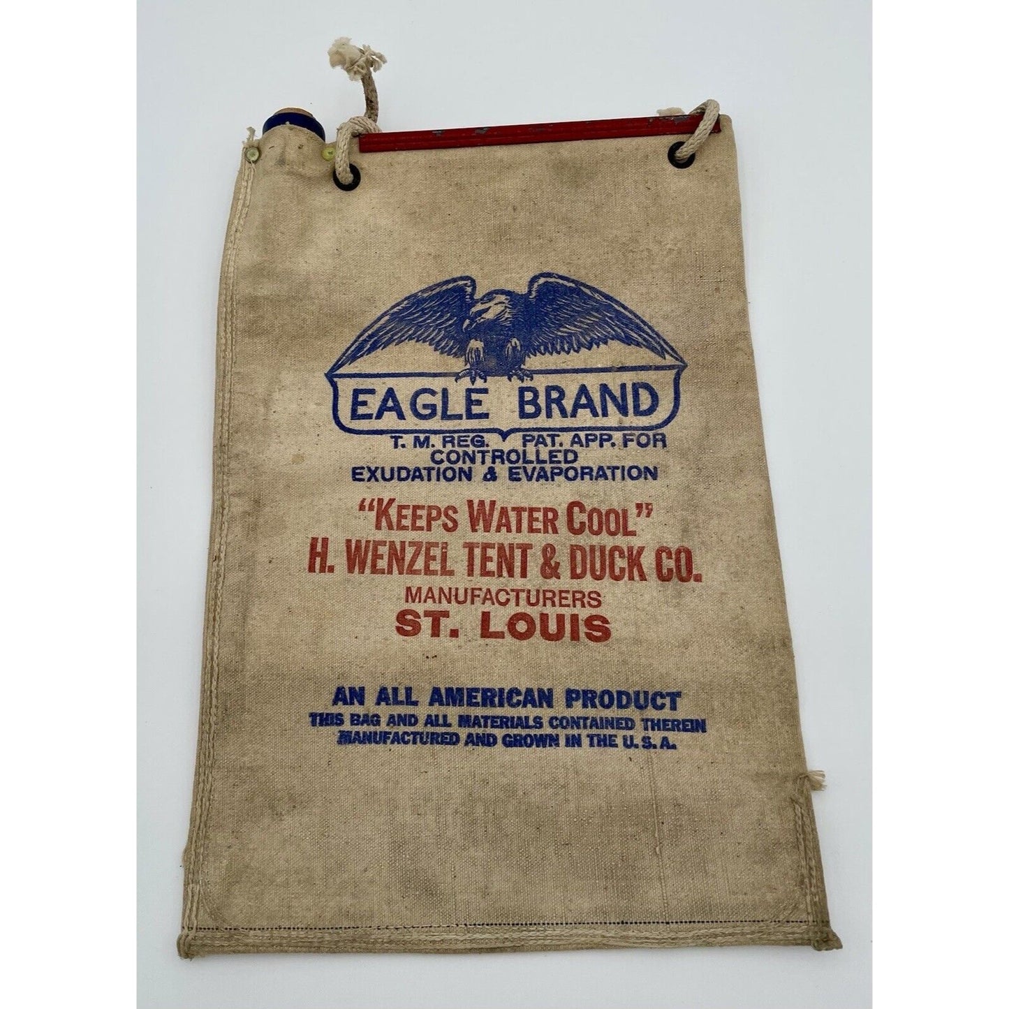 Drinking Water Bag VTG Eagle Brand H WENZEL TENT & DUCK CO. (C6) - Vintosh Vintage