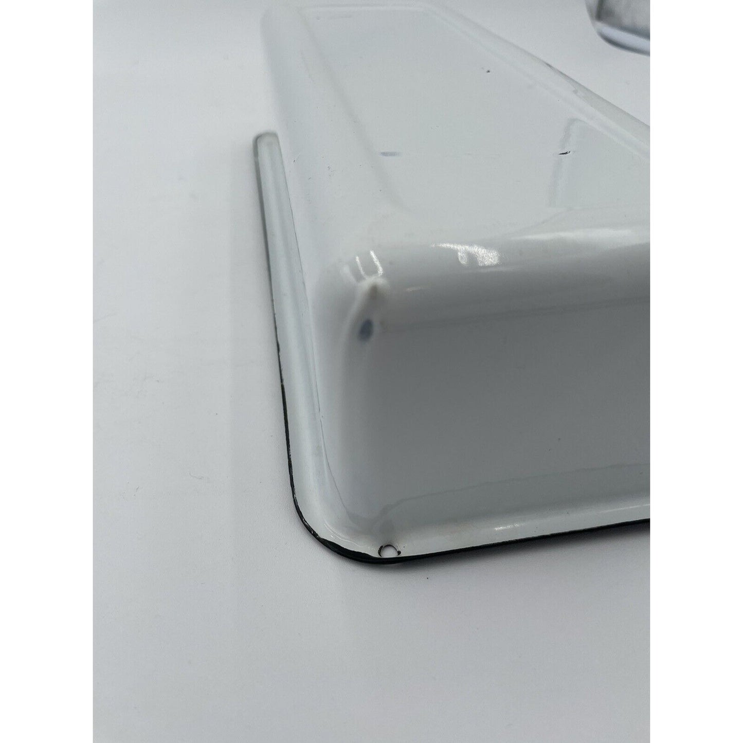 Vintage White Enamelware Medical Instrument Tray - Rectangular With Handle - Vintosh Vintage