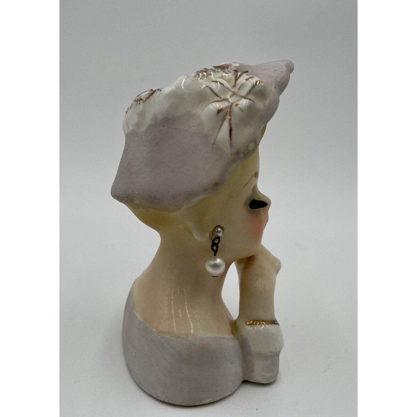 Inarco Miniature Lady Head Vase Original Label 1963 - Vintosh Vintage
