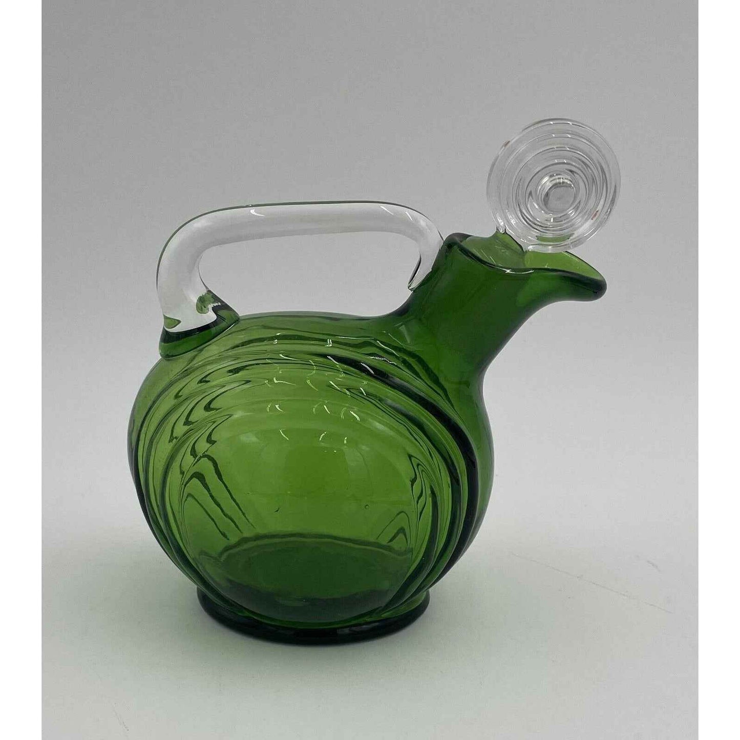 1930s Cambridge Green #3450 Nautilus Glass Decanter w/Stopper 28oz Art Deco (D8)
