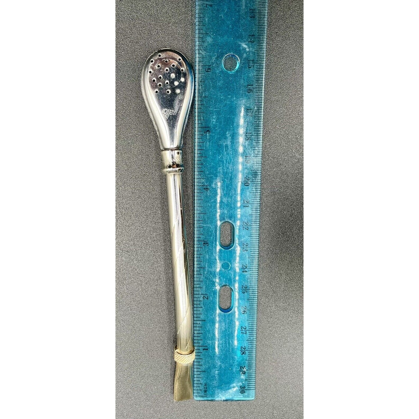 Vintage Yerba Mate Tea Footed Gourd Cup with Silver Trim & Bombilla Straw (C-BM) - Vintosh Vintage