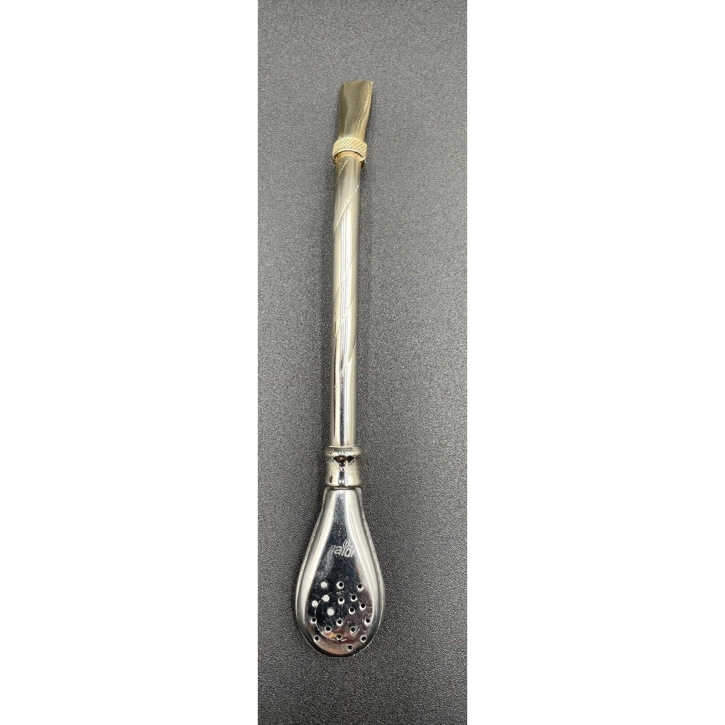 Vintage Yerba Mate Tea Footed Gourd Cup with Silver Trim & Bombilla Straw (C-BM) - Vintosh Vintage