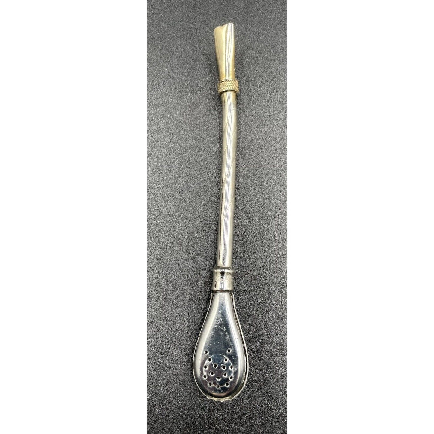 Vintage Yerba Mate Tea Footed Gourd Cup with Silver Trim & Bombilla Straw (C-BM) - Vintosh Vintage