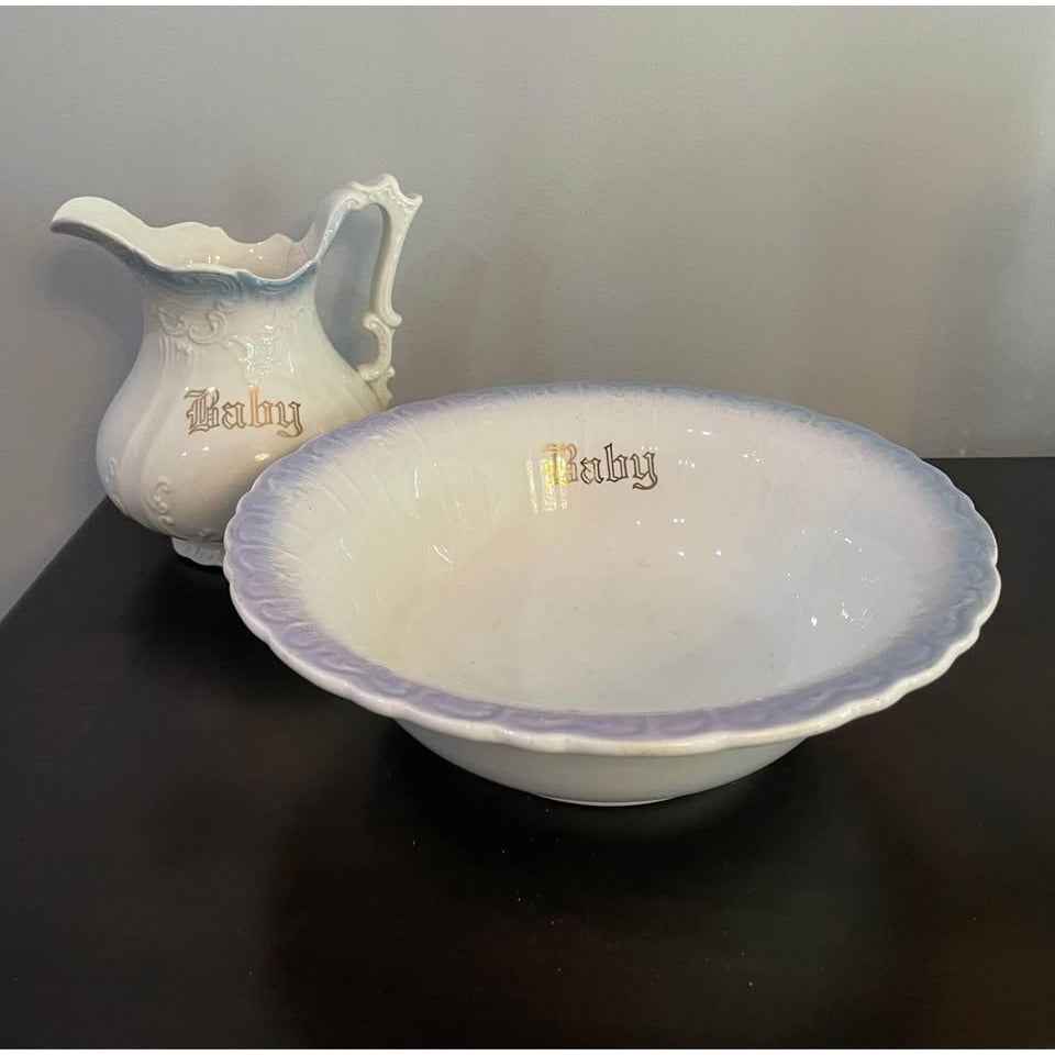 Vintage HR Wyllie China Baby Basin & Pitcher (C7)