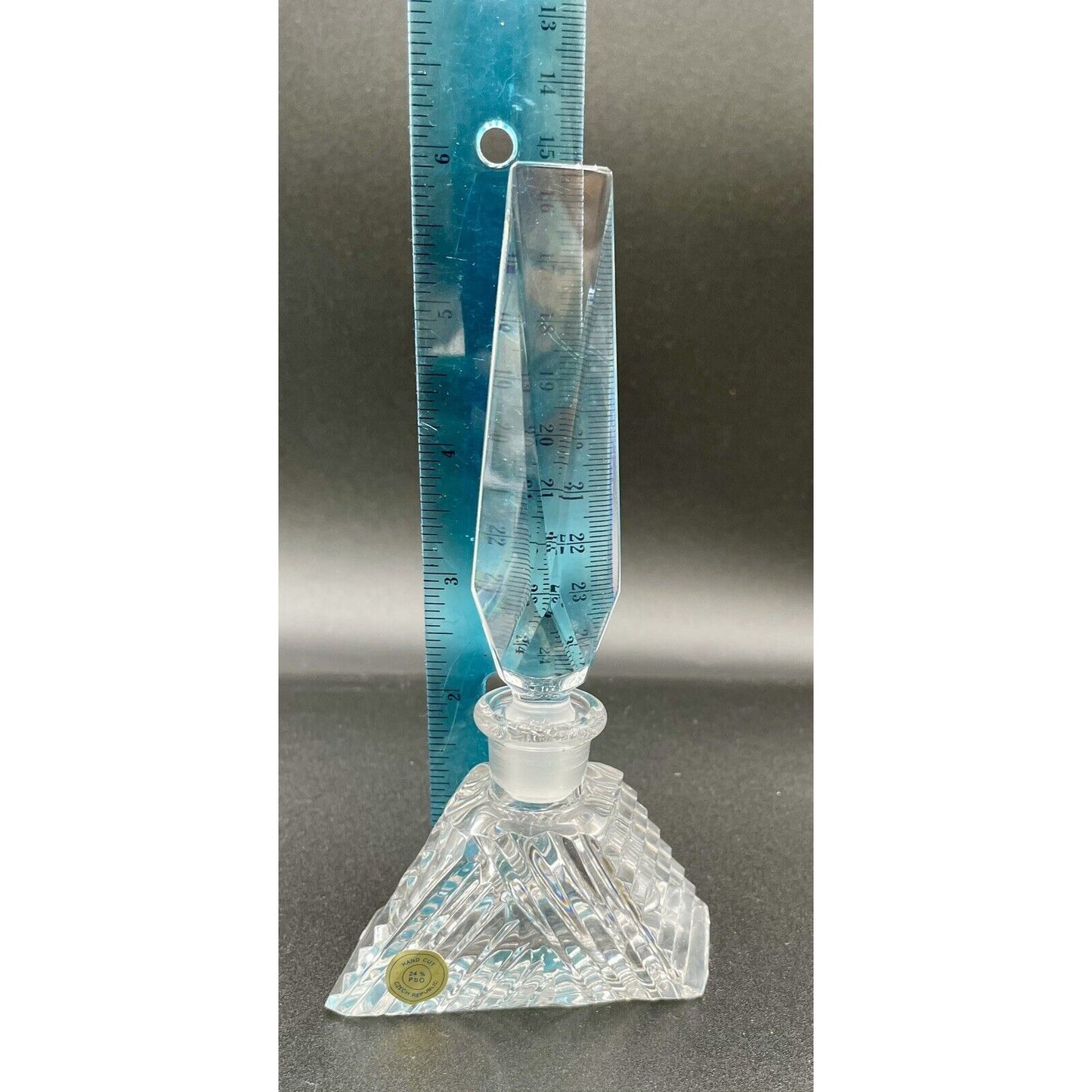 Vintage Hand Cut Lead Crystal Perfume Bottle - Czech Republic (C6) - Vintosh Vintage