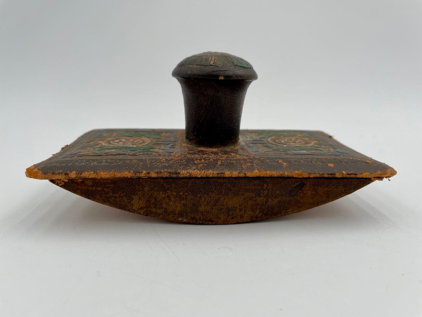 Antique Italian Hand Painted Ornate Wood Ink Blotter Rocker - Vintosh Vintage
