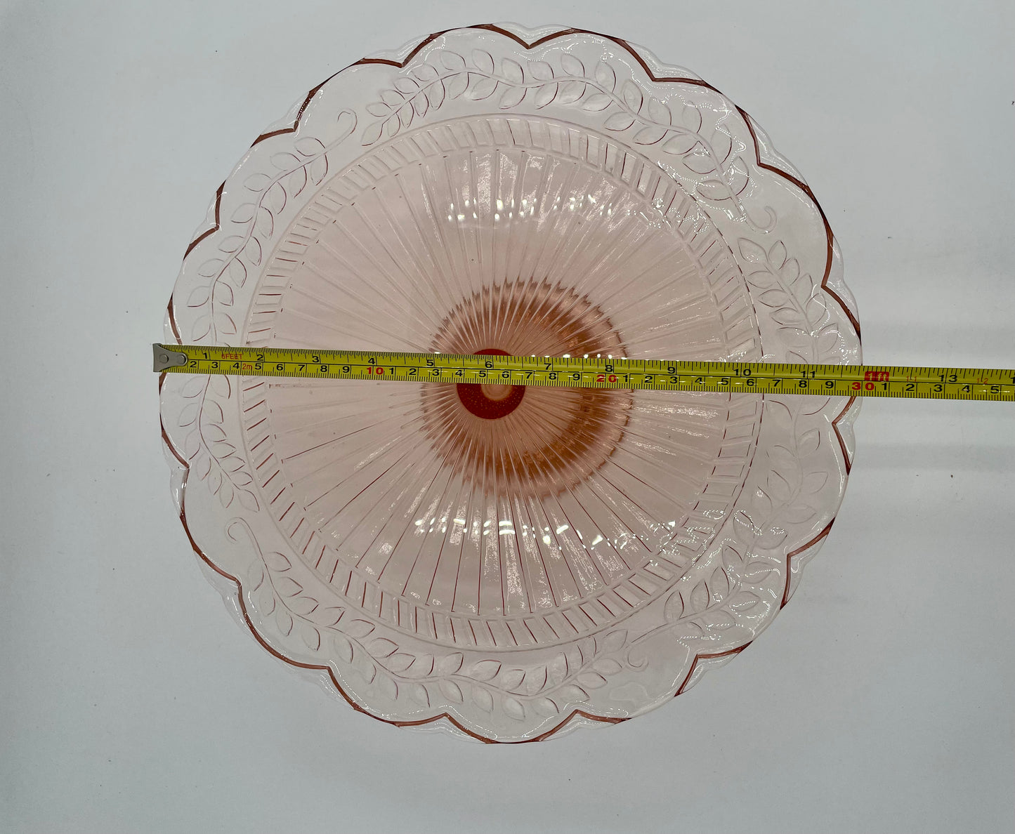 1930s Pink Depression Glass 12" Pedestal Cake Plate Indiana Glass Company - Vintosh Vintage
