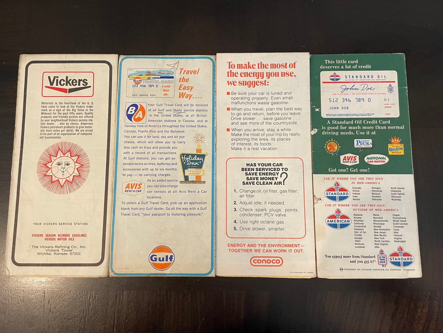 4 1960/70s Vickers Gulf Standard Oil & Conoco Road Maps of
KS MO NE Eastern US GAS & Oil Ephemera - Vintosh Vintage