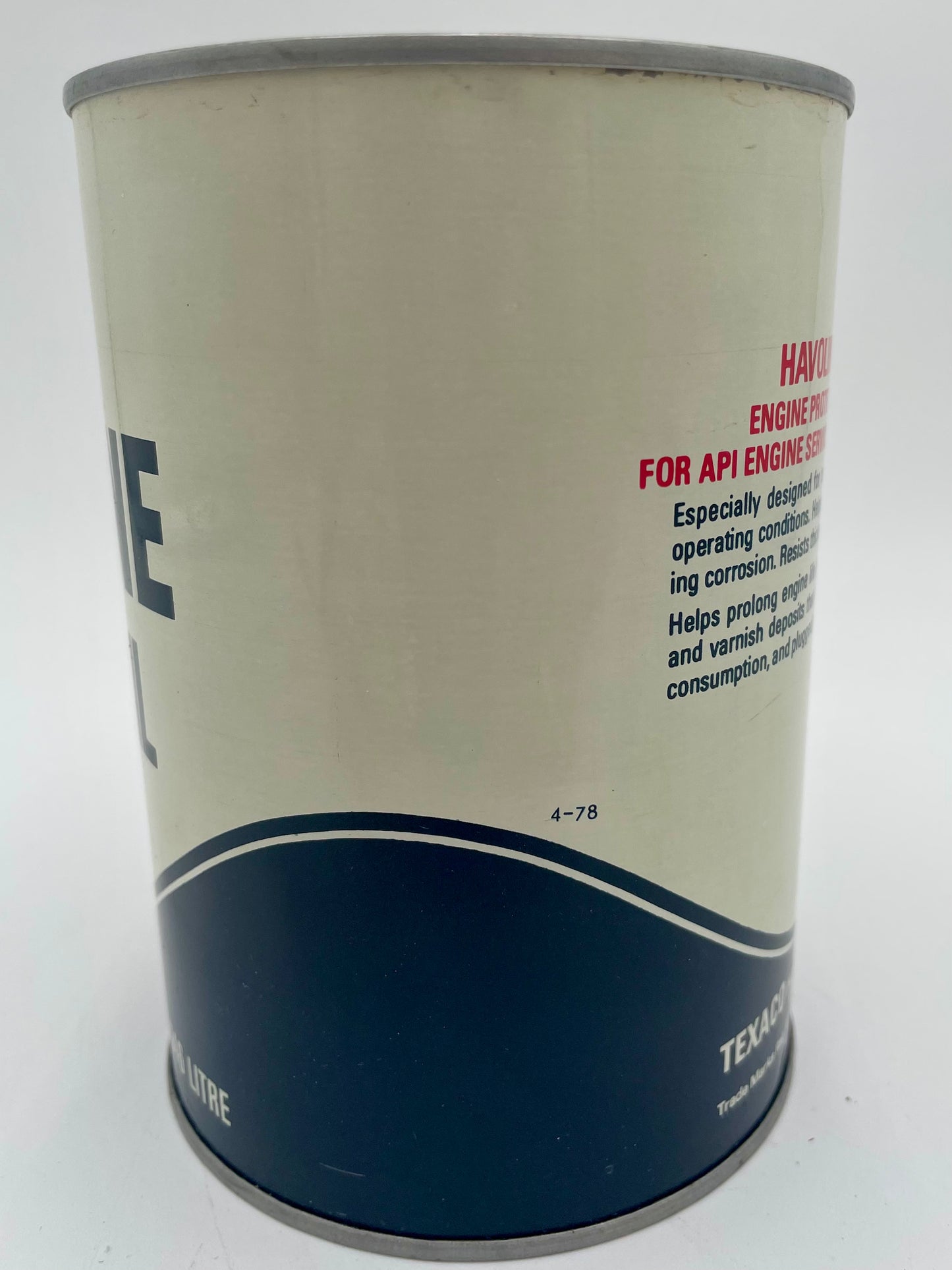 TEXACO HAVOLINE Motor Oil 1 FULL Quart Metal Can - 1978 NOS - Vintosh Vintage