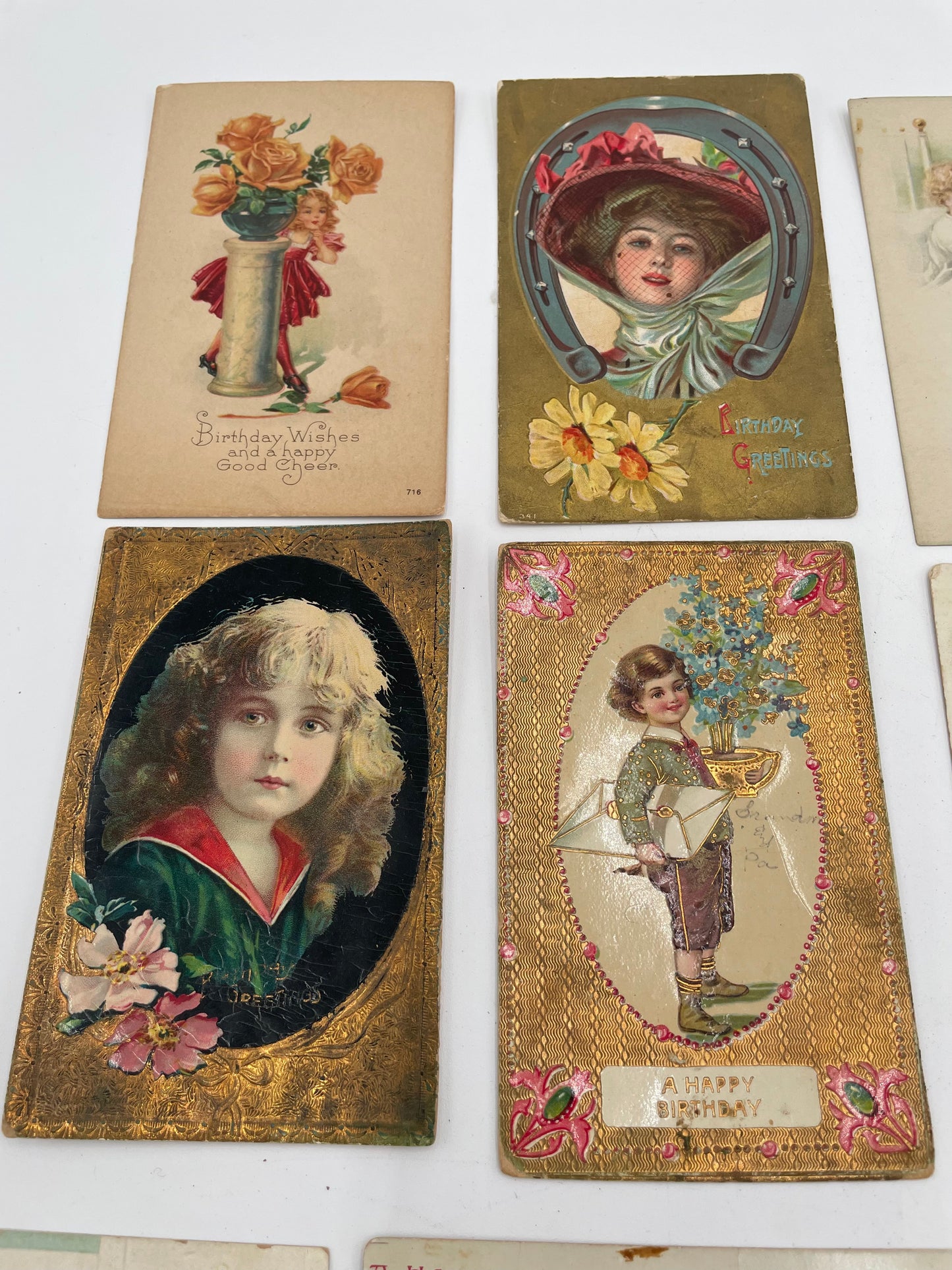 Lot Of 11 Antique 1909-1930 Birthday Postcards - Vintosh Vintage