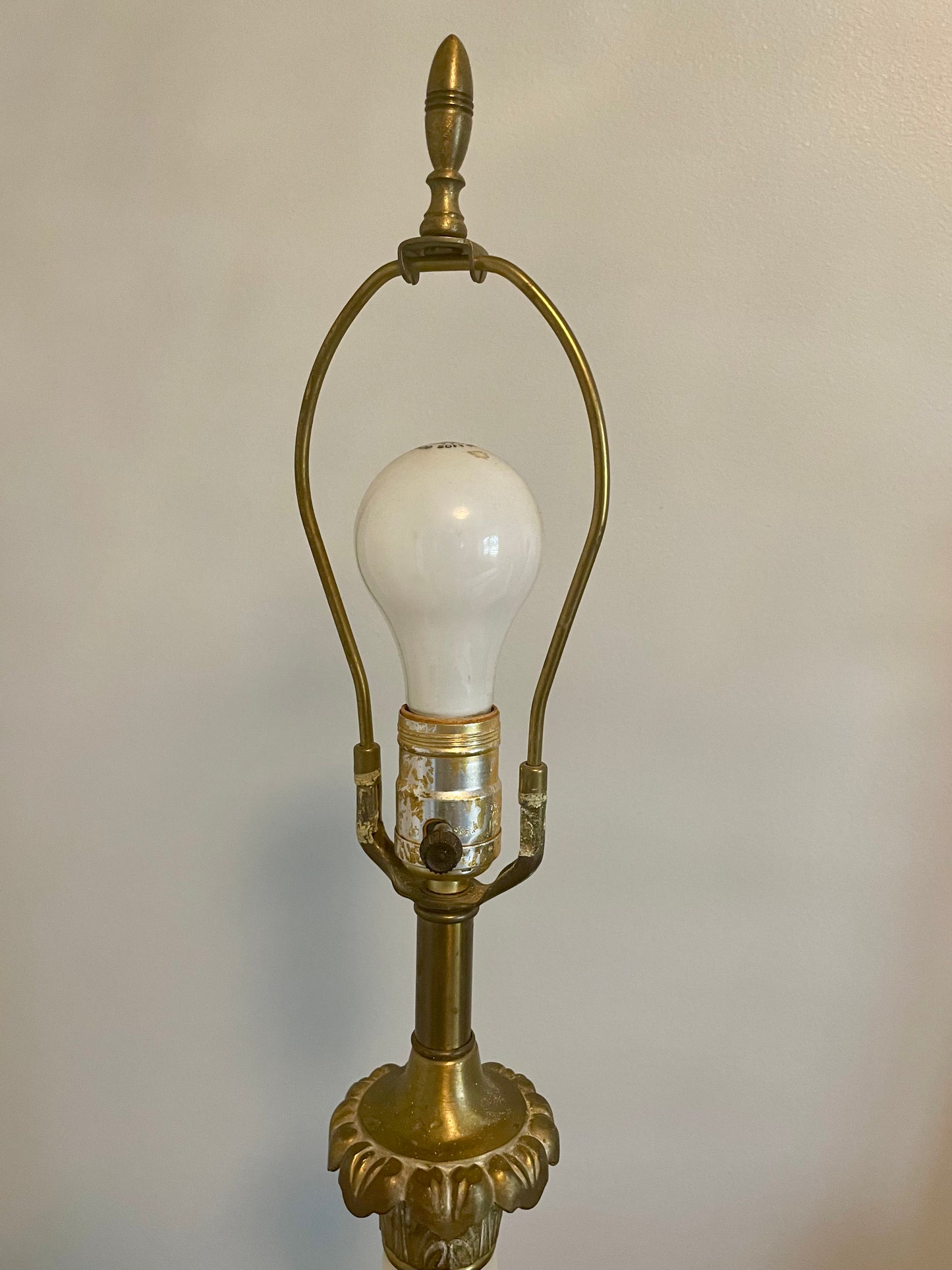 Antique Neoclassic French Italian Alabaster & Bronze Table Lamp 34"