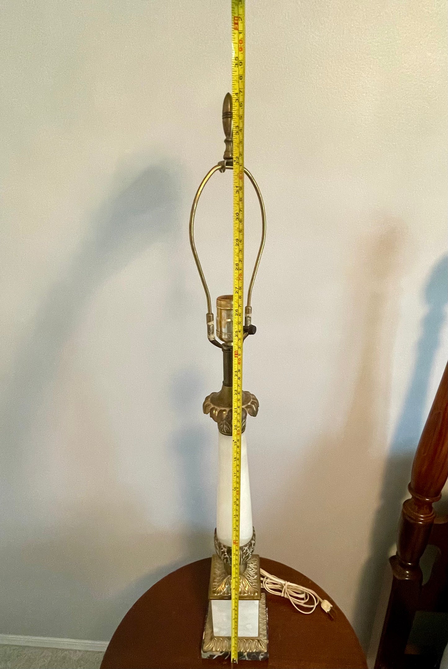 Antique Neoclassic French Italian Alabaster & Bronze Table Lamp 34"