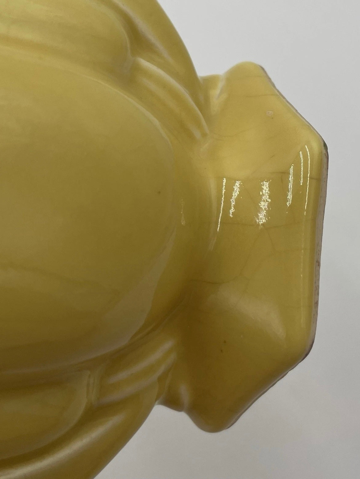 1940s McCoy 5.5" Art Deco Double Handled Yellow Glaze Bud Vase #105 - Vintosh Vintage