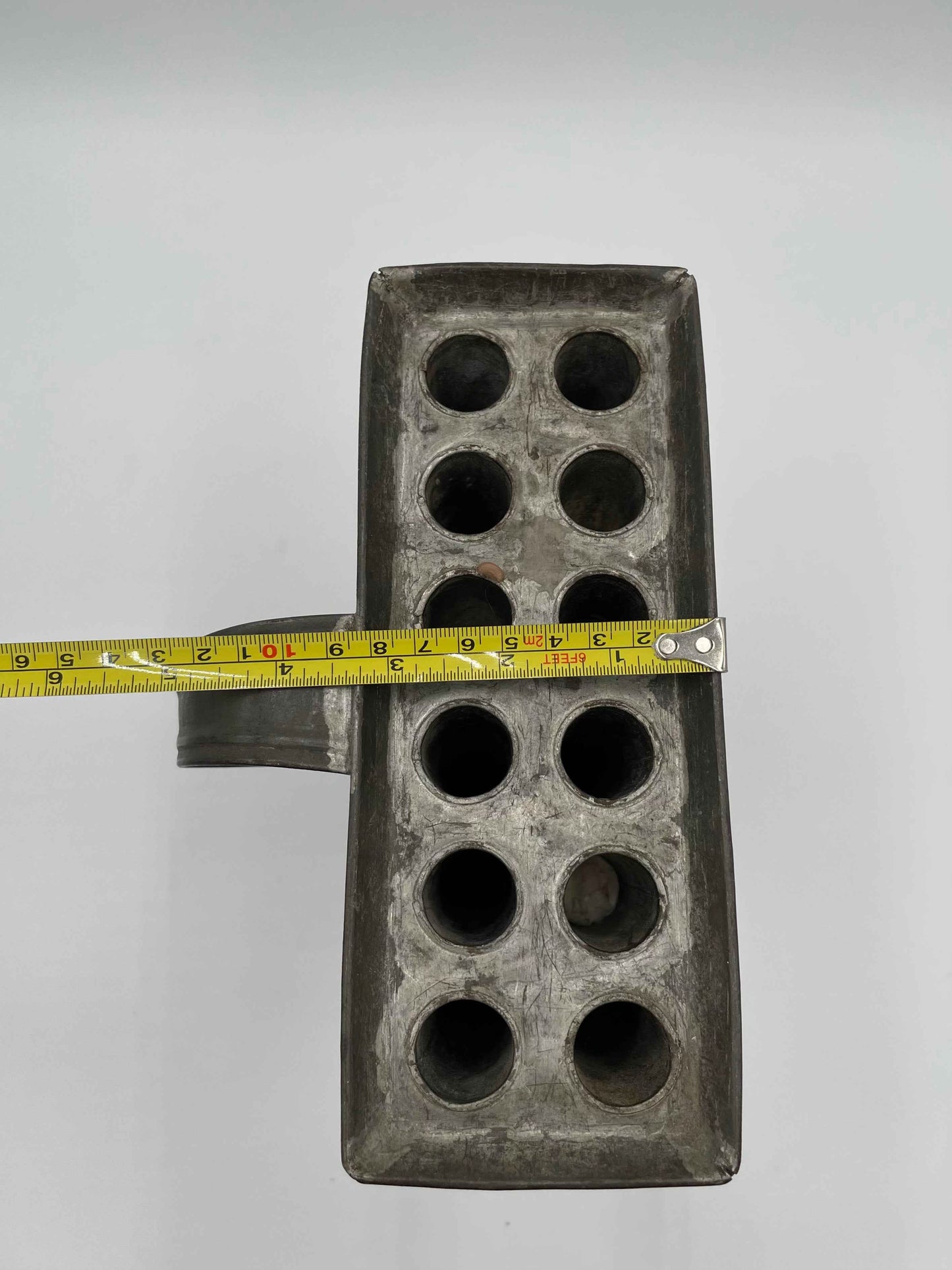 Primitive Antique Metal 1800s Rustic Handmade 12 Cylinder Candle Mold