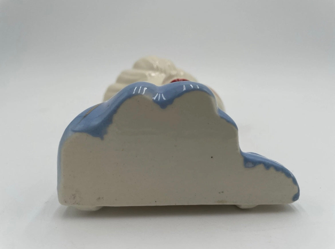 Vintage 6" Glamour Girl Head Vase Wall Pocket Blue & Gold Accent USA - Vintosh Vintage