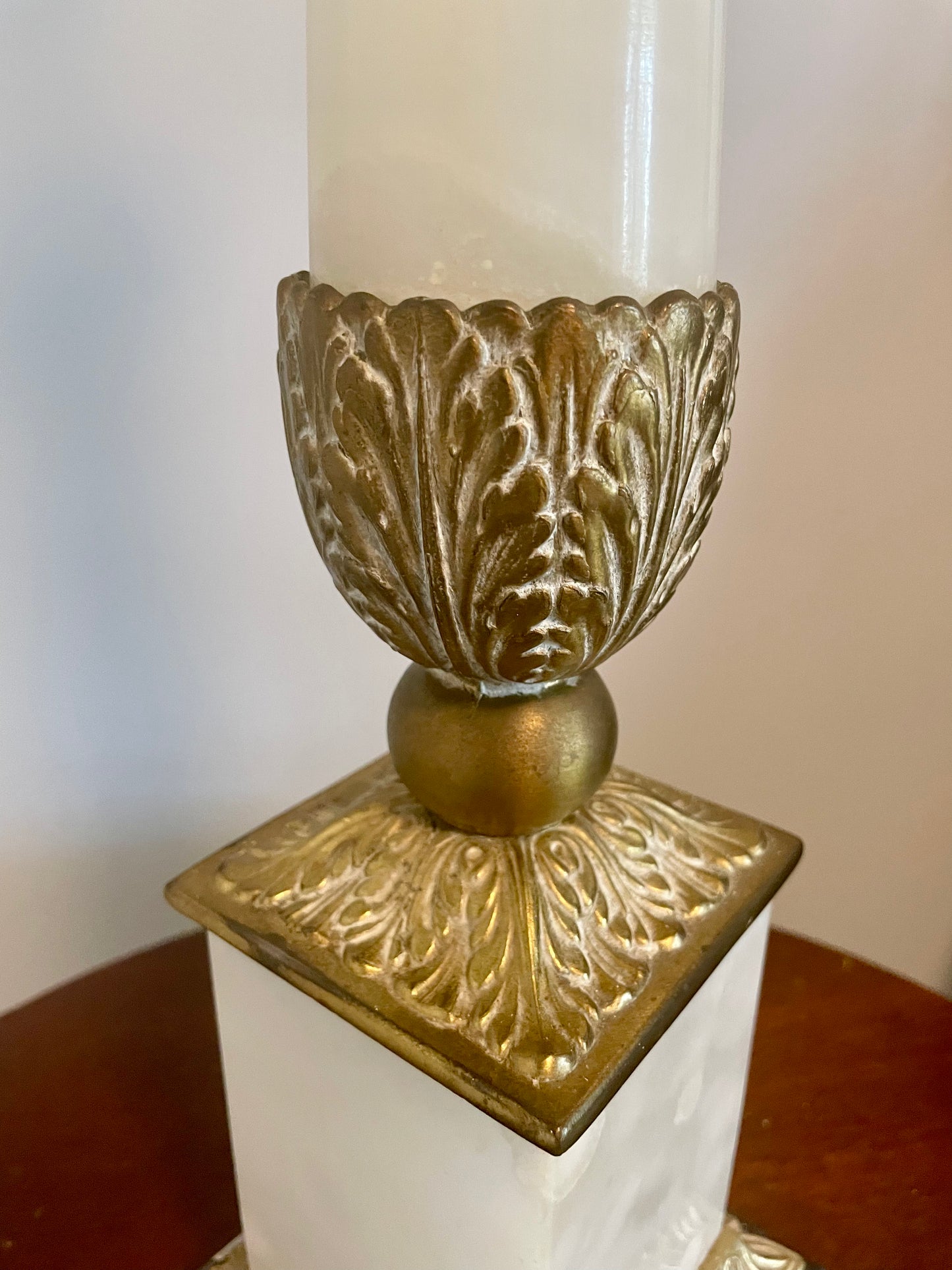 Antique Neoclassic French Italian Alabaster & Bronze Table Lamp 34"