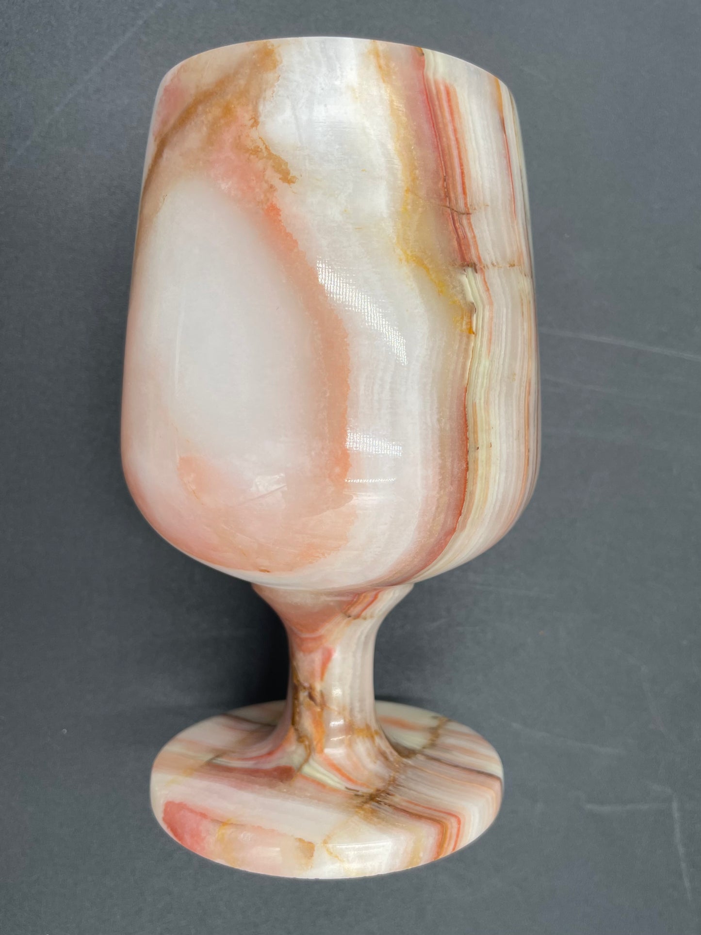 Vintage 5" Handcrafted Marble Onyx Stone Wine Goblets - Set of 6 - Vintosh Vintage