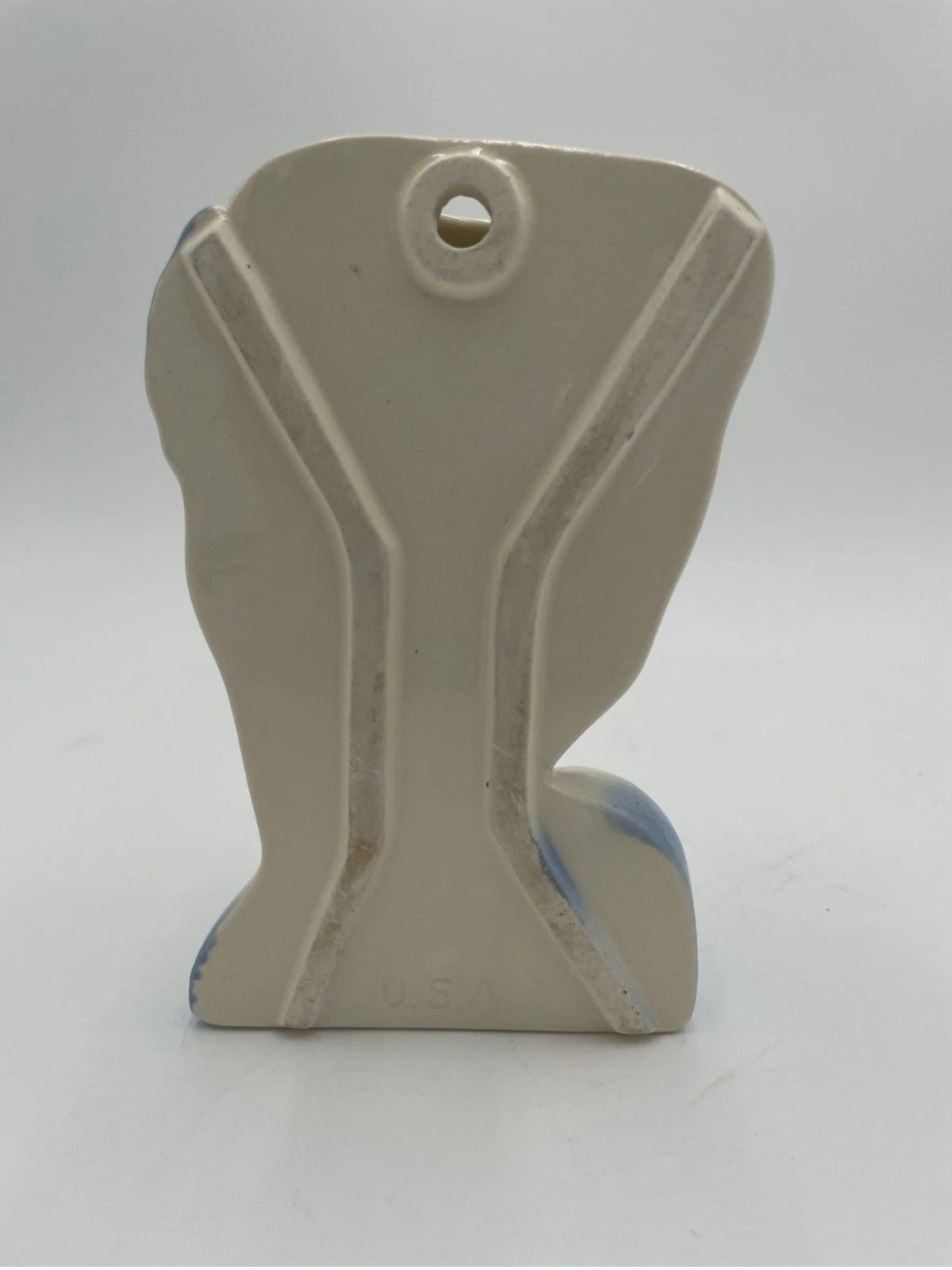 Vintage 6" Glamour Girl Head Vase Wall Pocket Blue & Gold Accent USA - Vintosh Vintage