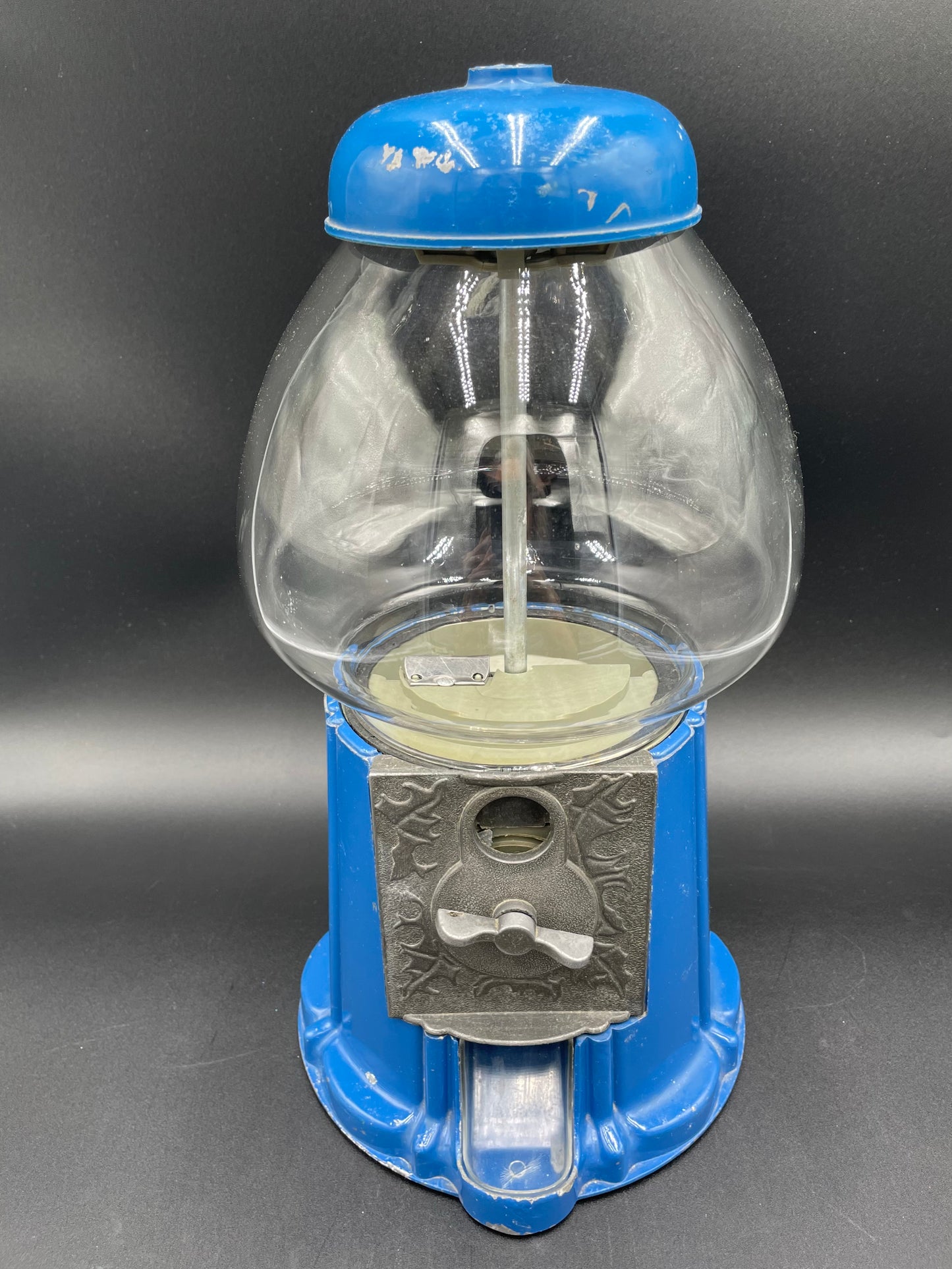 1980s Blue Gumball Machine with Glass Globe Made in Taiwan Untested