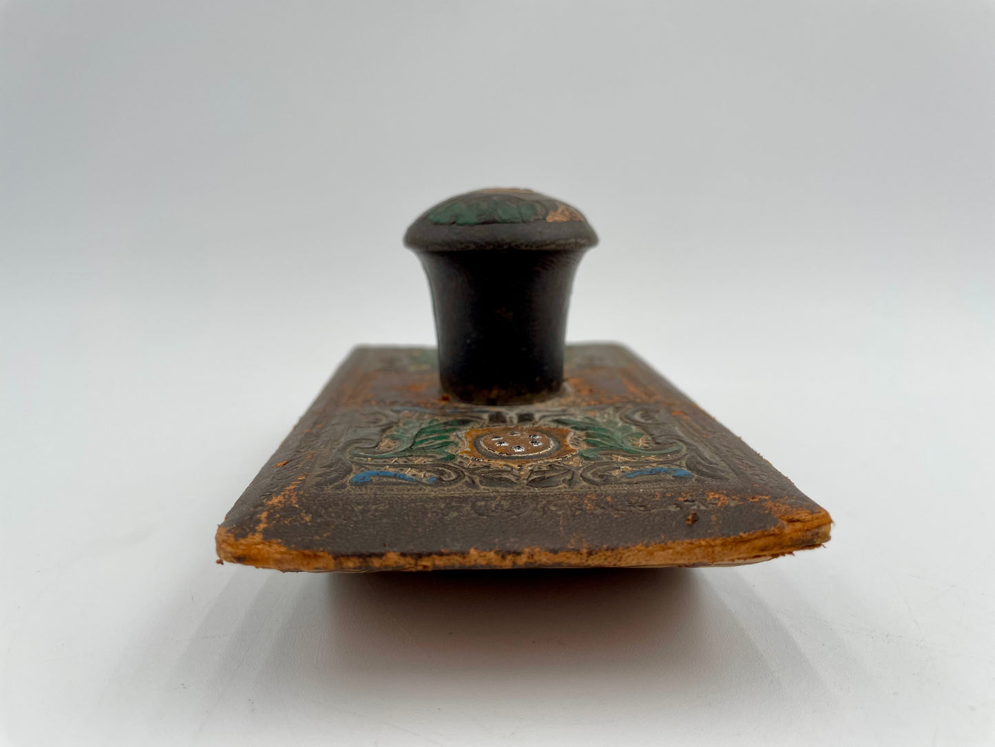 Antique Italian Hand Painted Ornate Wood Ink Blotter Rocker - Vintosh Vintage