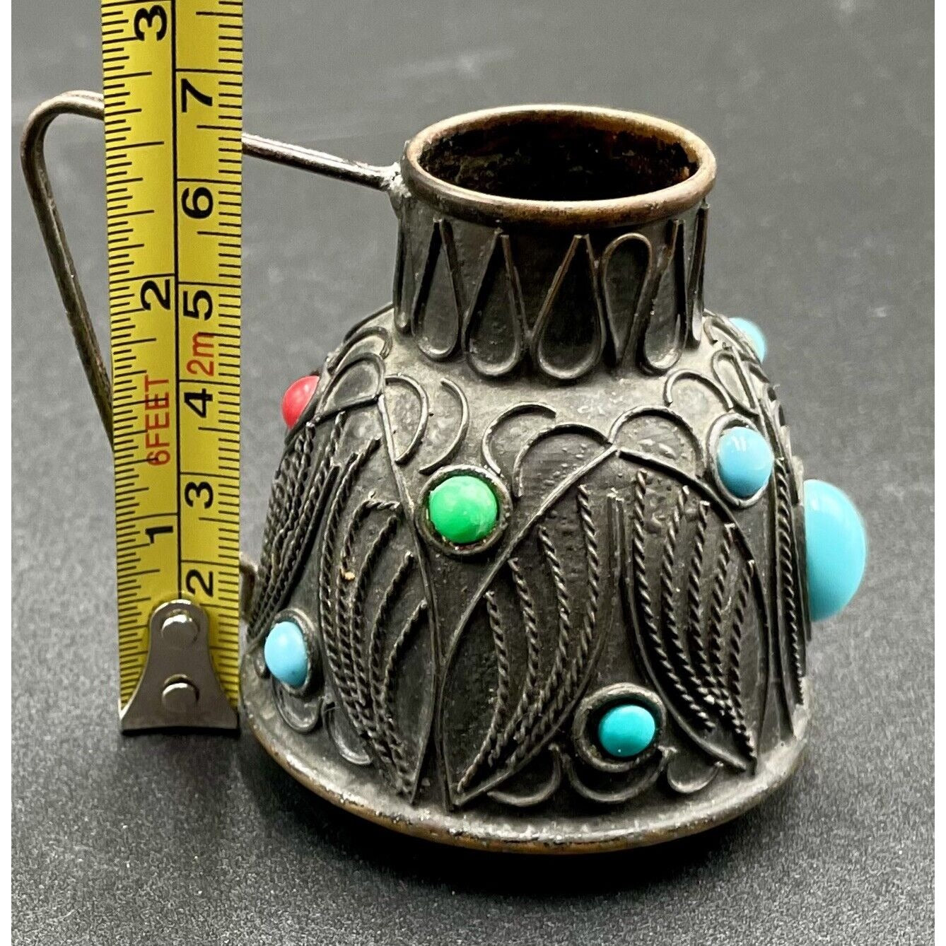 Vintage Metal and Bead Miniature Art Deco Kettle (B7) - Vintosh Vintage
