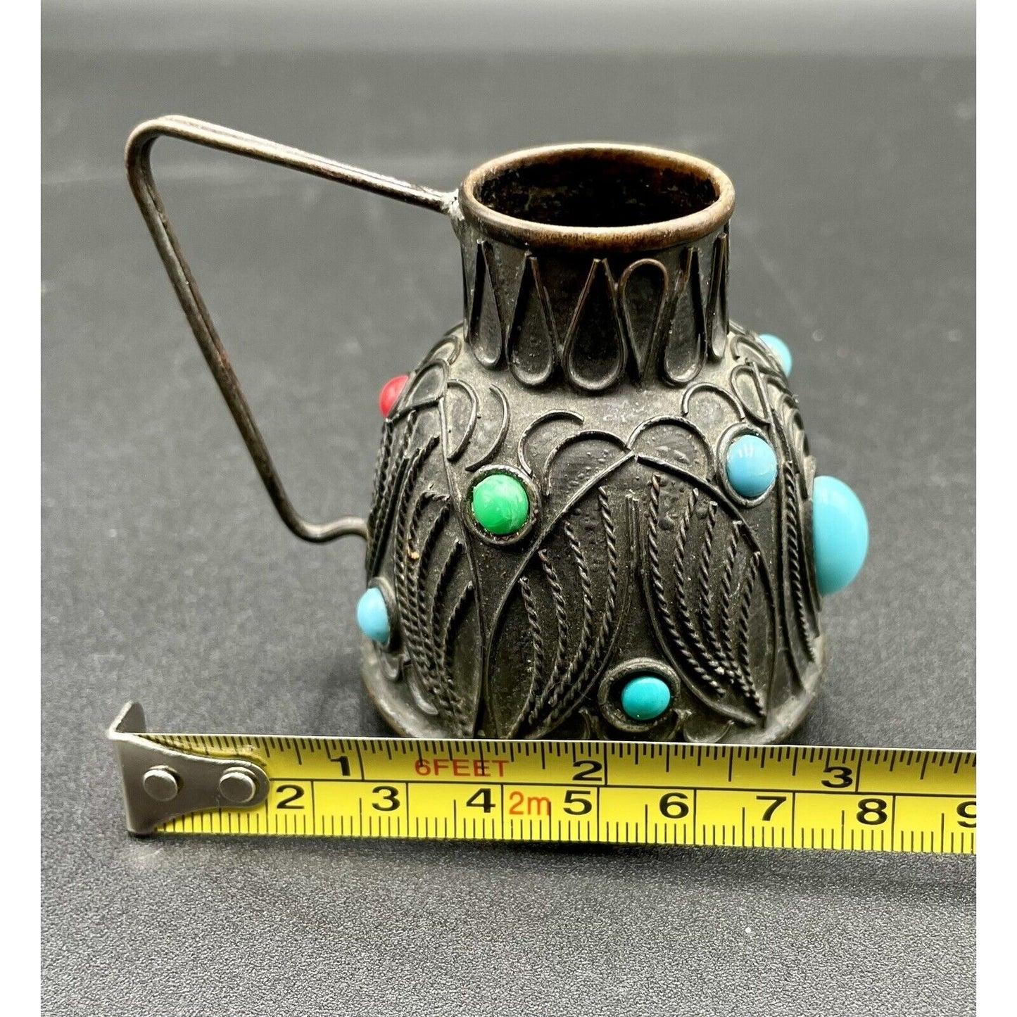 Vintage Metal and Bead Miniature Art Deco Kettle (B7) - Vintosh Vintage