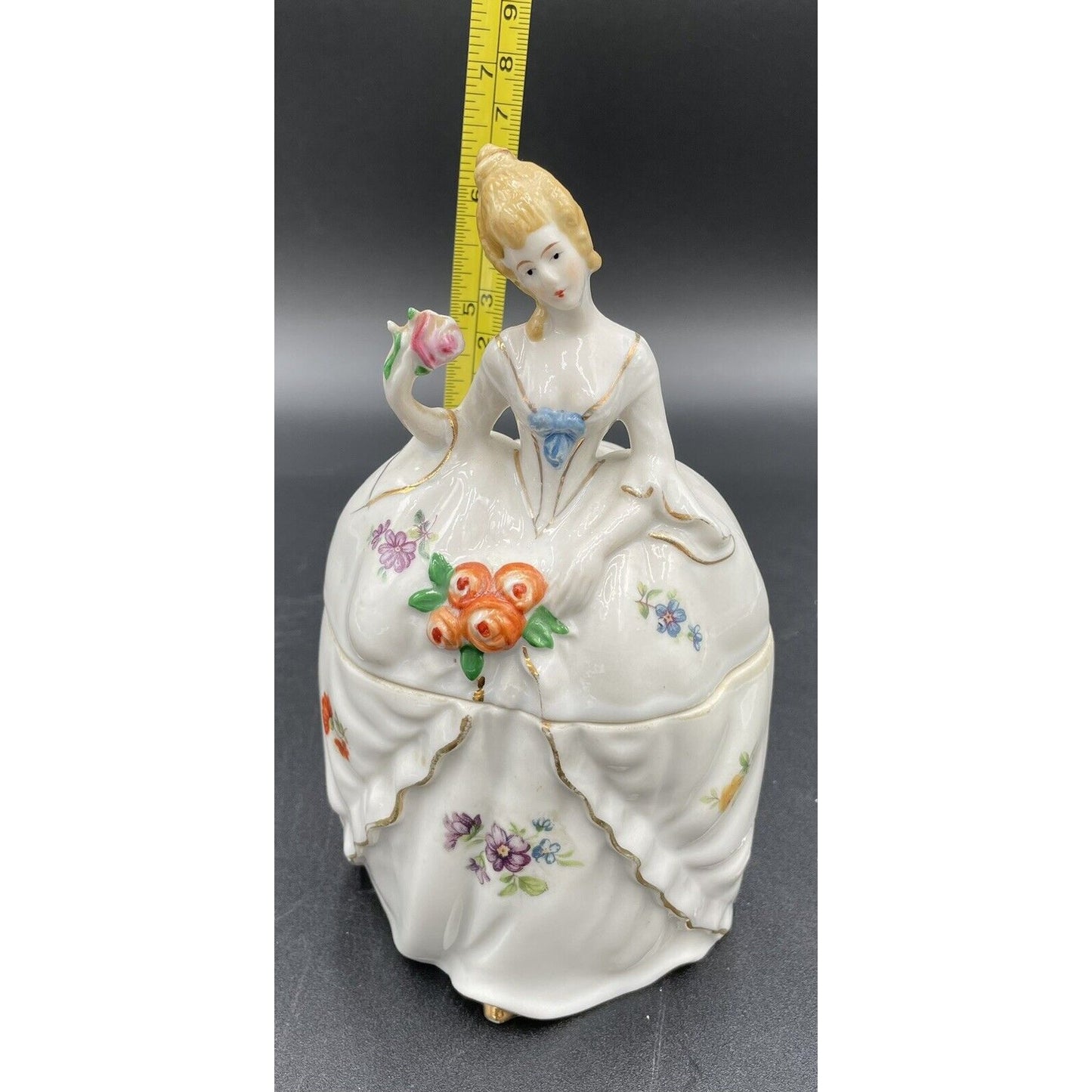 Vintage Dermay 5th Ave Victorian Woman Ceramic Powder Box Japan (B6) - Vintosh Vintage
