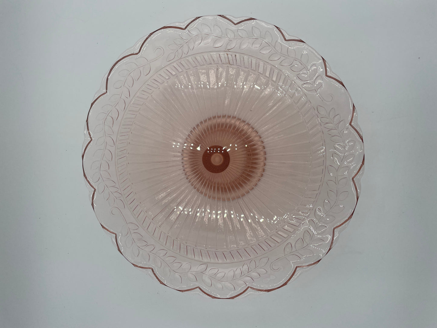 1930s Pink Depression Glass 12" Pedestal Cake Plate Indiana Glass Company - Vintosh Vintage
