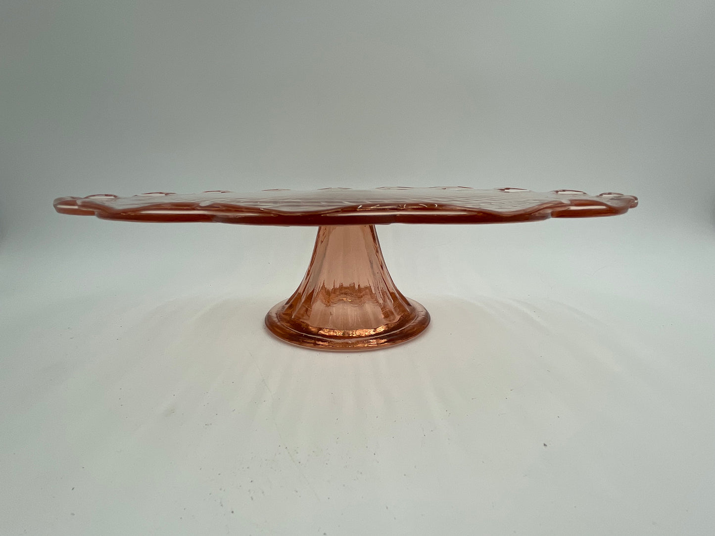 1930s Pink Depression Glass 12" Pedestal Cake Plate Indiana Glass Company - Vintosh Vintage