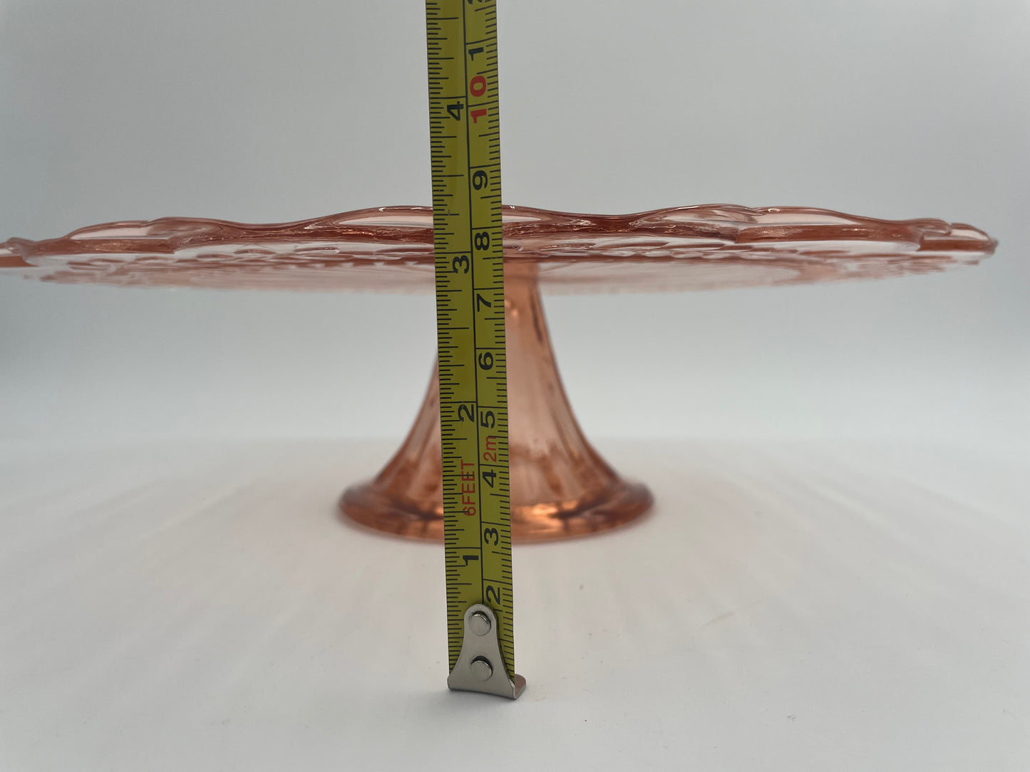 1930s Pink Depression Glass 12" Pedestal Cake Plate Indiana Glass Company - Vintosh Vintage