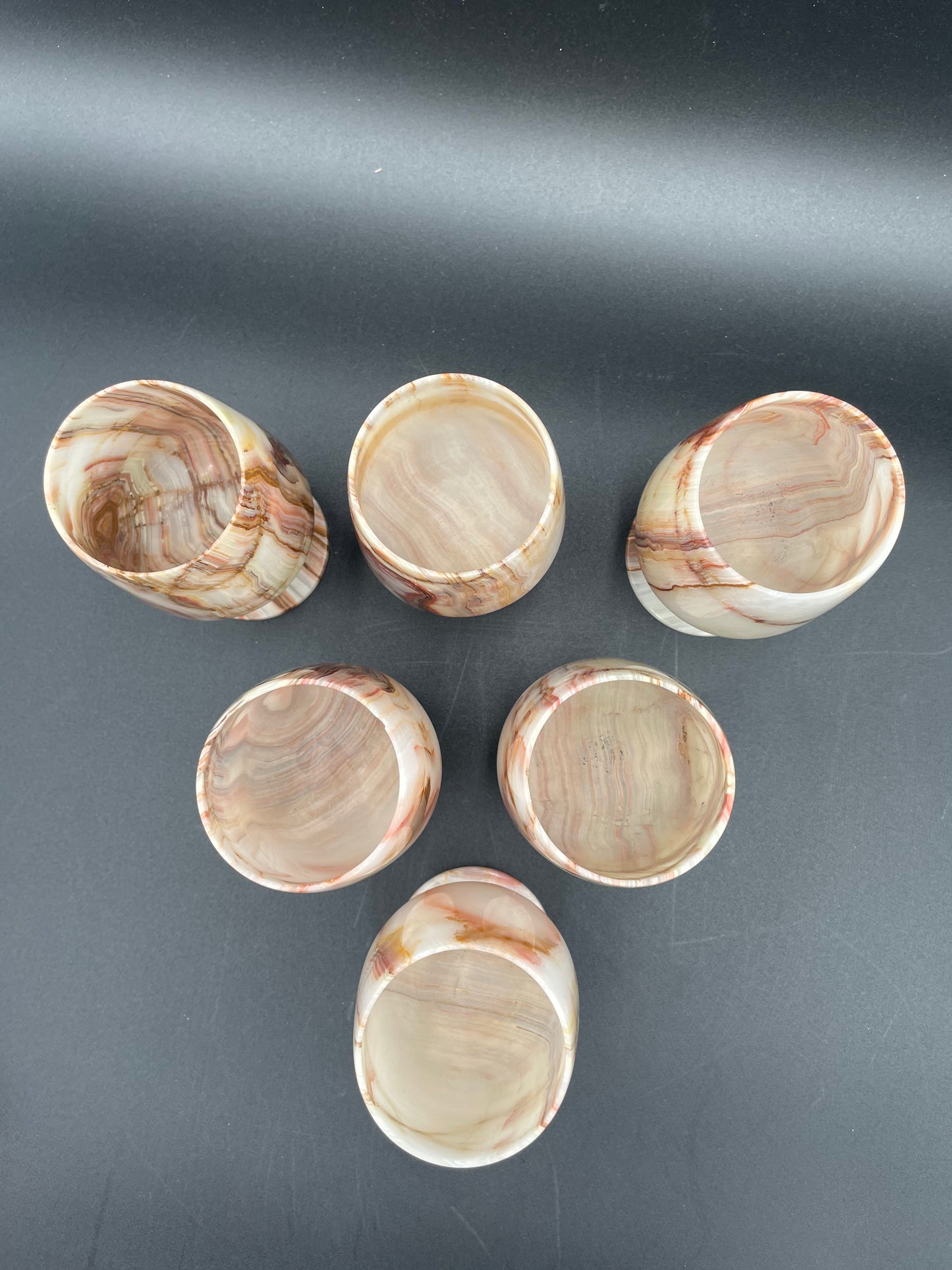 Vintage 5" Handcrafted Marble Onyx Stone Wine Goblets - Set of 6 - Vintosh Vintage