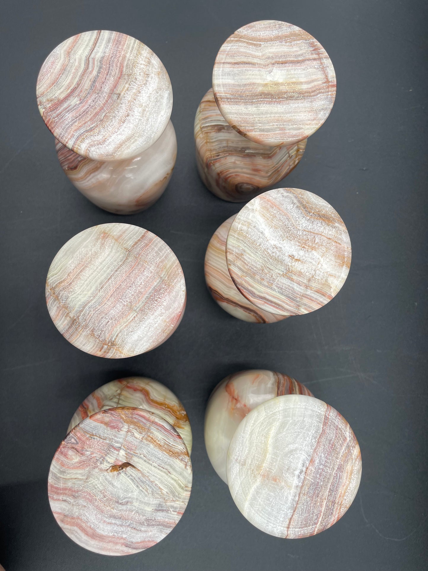 Vintage 5" Handcrafted Marble Onyx Stone Wine Goblets - Set of 6 - Vintosh Vintage