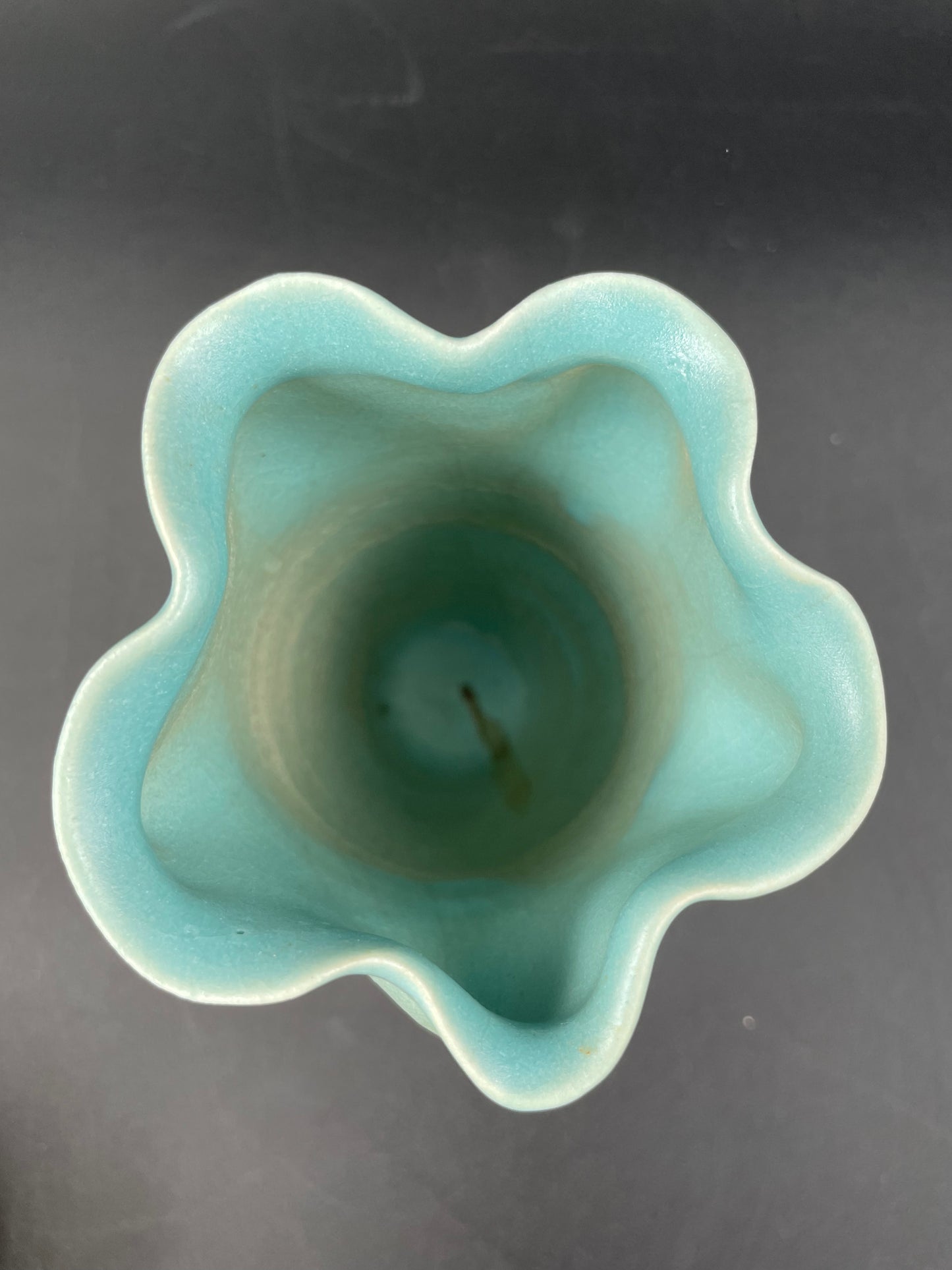 Vintage Light Turquoise 5" Vase by Heather Meeds Wichita Kansas Artist - Vintosh Vintage