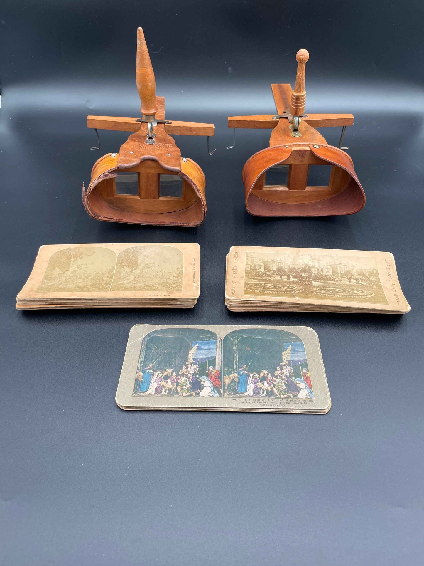 Two Antique Wood Stereoscopes & 25
Stereoscopic Images