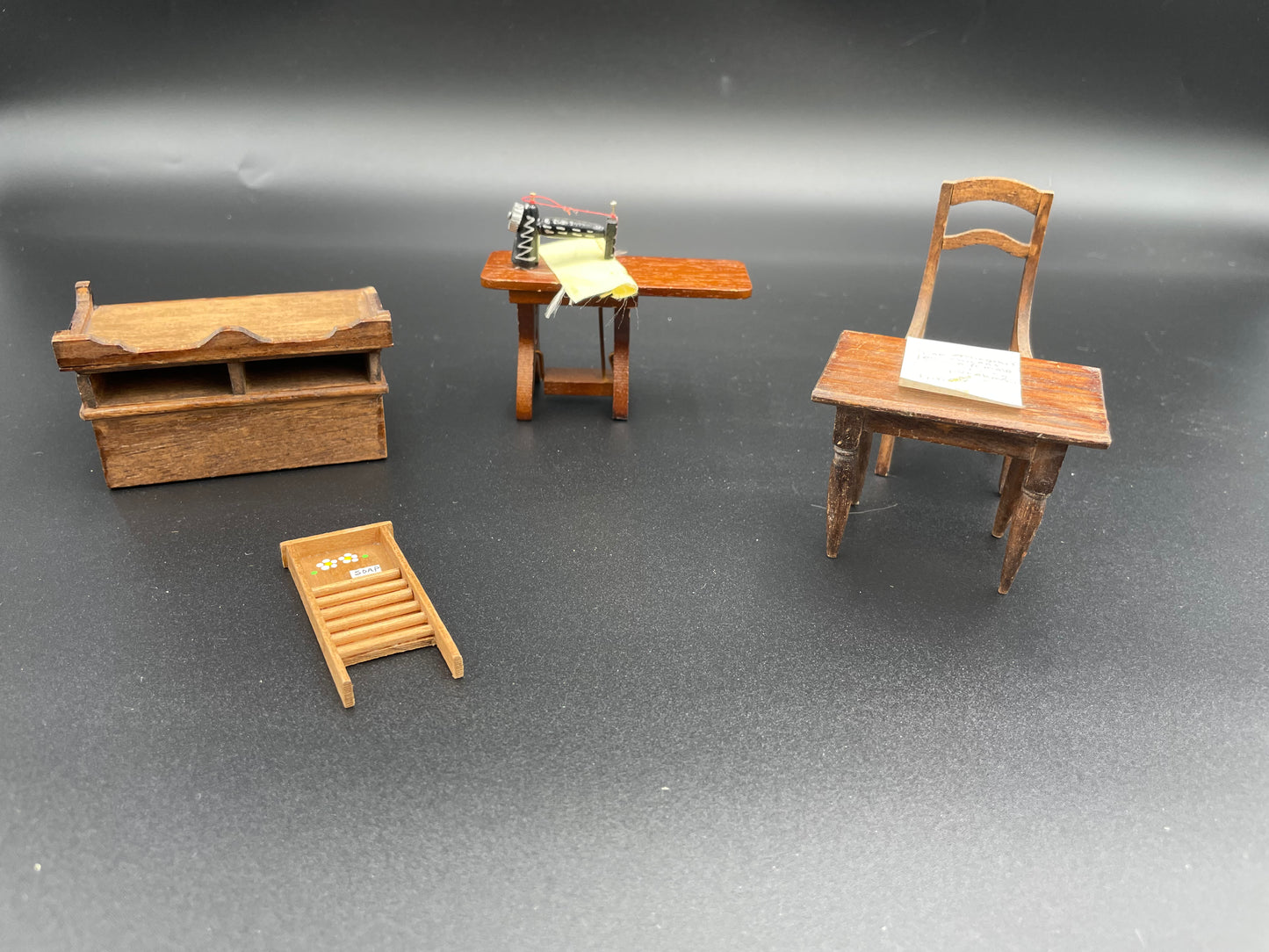 Vintage Wooden Dollhouse Furniture Lot of 5 Sewing Machine
Washboard & More