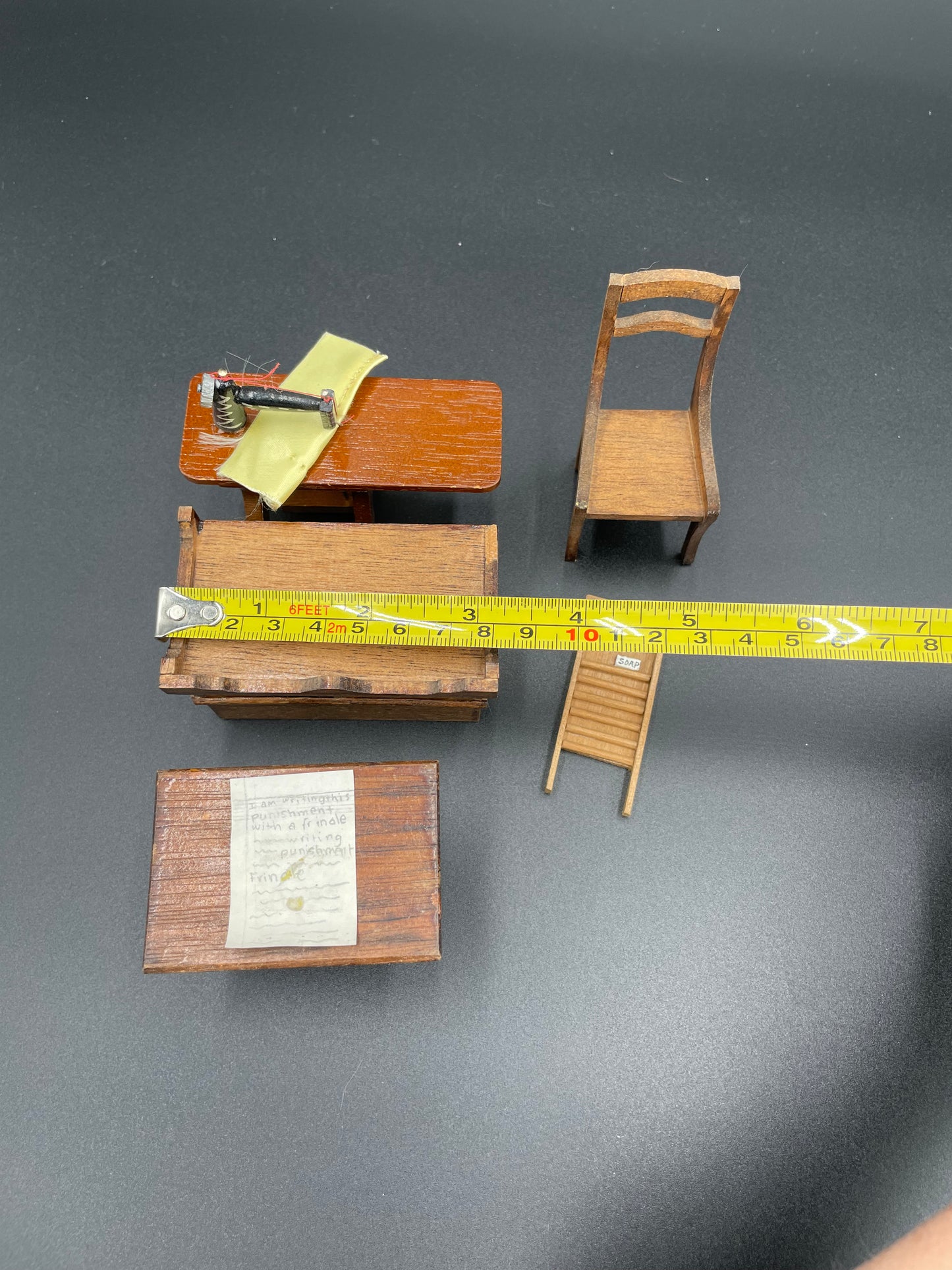 Vintage Wooden Dollhouse Furniture Lot of 5 Sewing Machine
Washboard & More