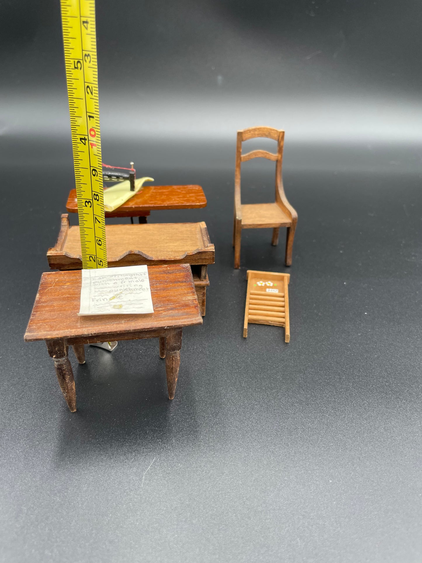 Vintage Wooden Dollhouse Furniture Lot of 5 Sewing Machine
Washboard & More