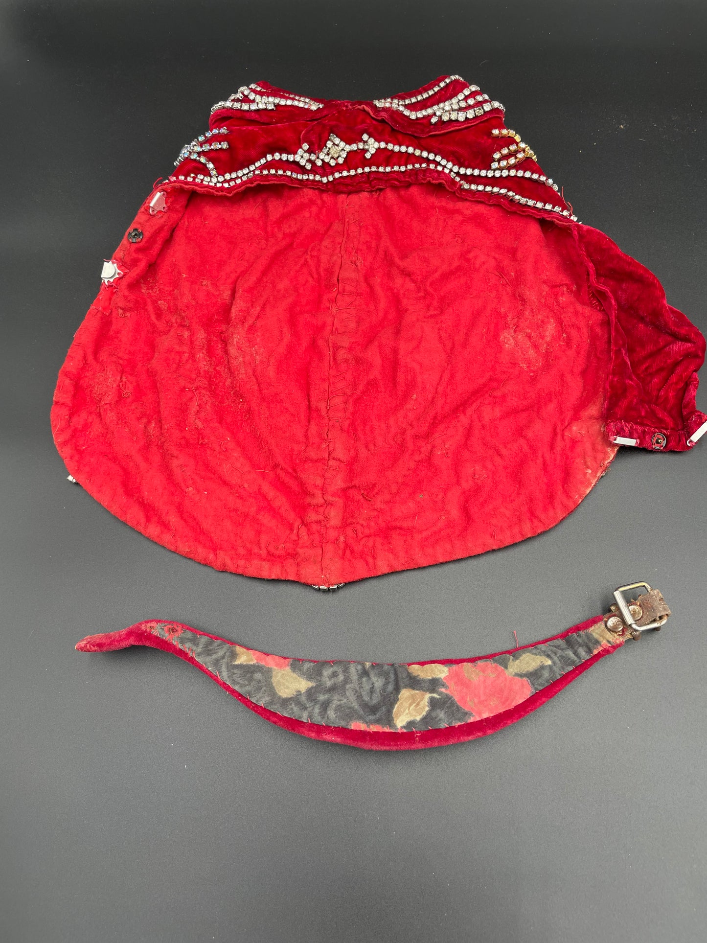 Vintage Handmade Rhinestone Glamorous Small Dog Cape & Collar