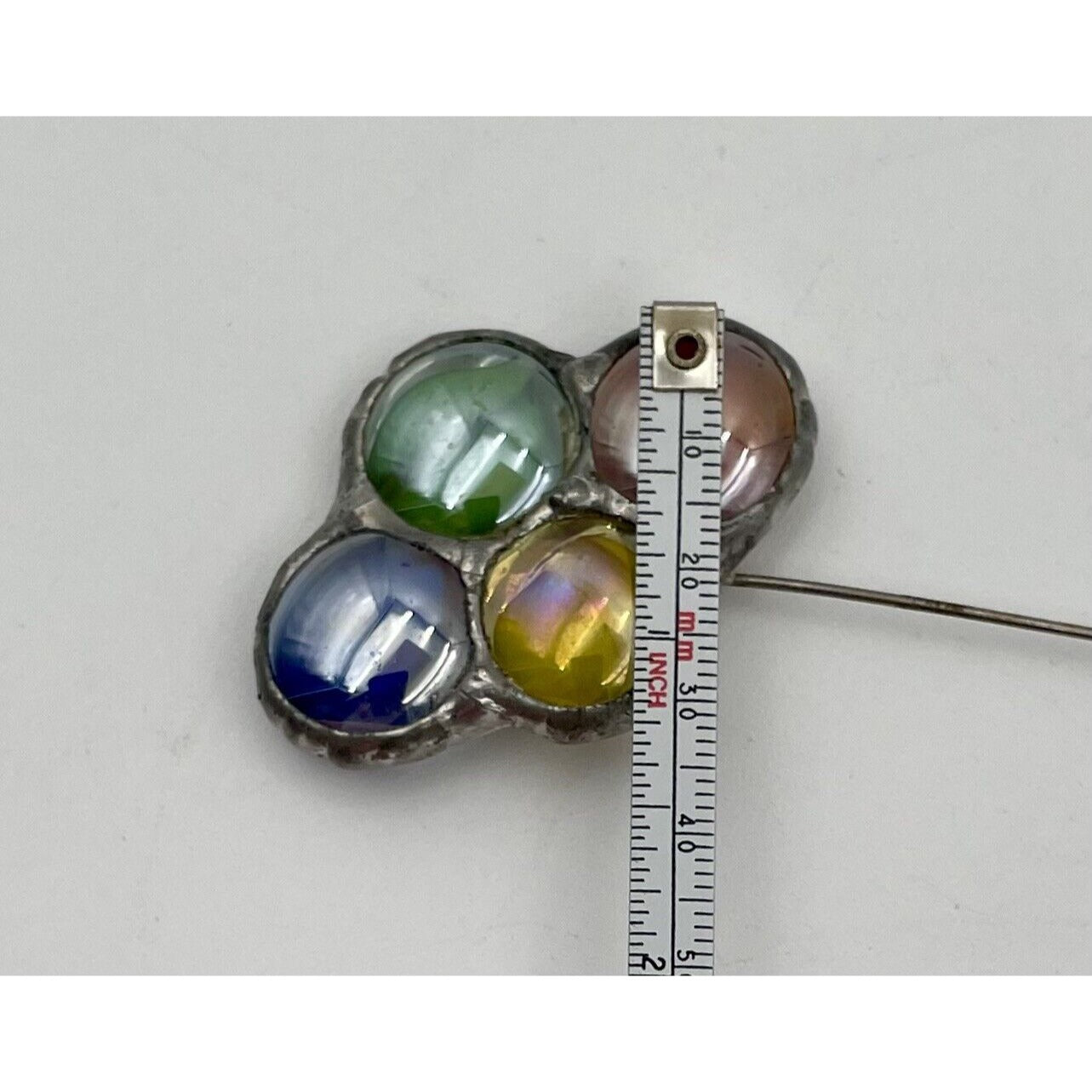 Two Vintage Circle Design Stained Glass Hair Pins - Vintosh Vintage