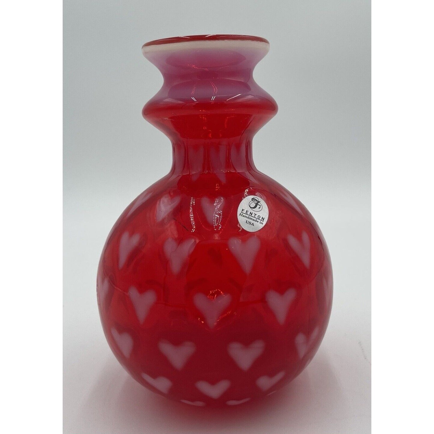 Fenton 4952 U7 Hearts Optic Red Glass Vase (D7) - Vintosh Vintage