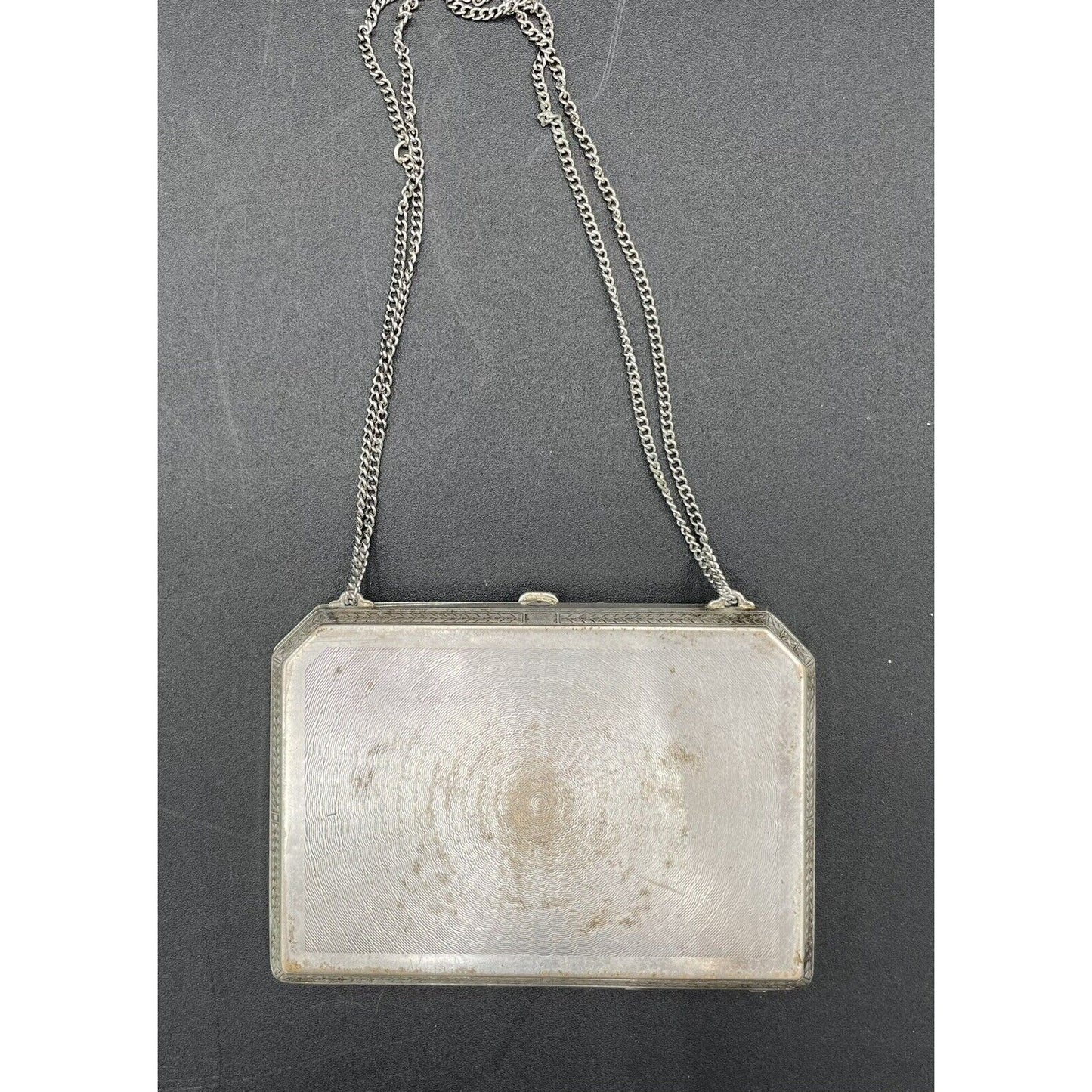 1920s Art Deco Silvertone Metal Makeup & Coin Purse (B6) - Vintosh Vintage