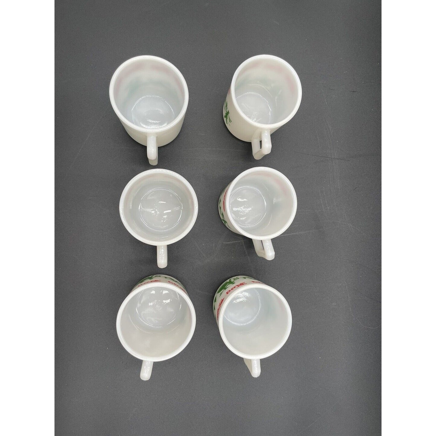 Six Vintage Hazel Atlas Milk Glass Christmas Eggnog Cups (B4) - Vintosh Vintage