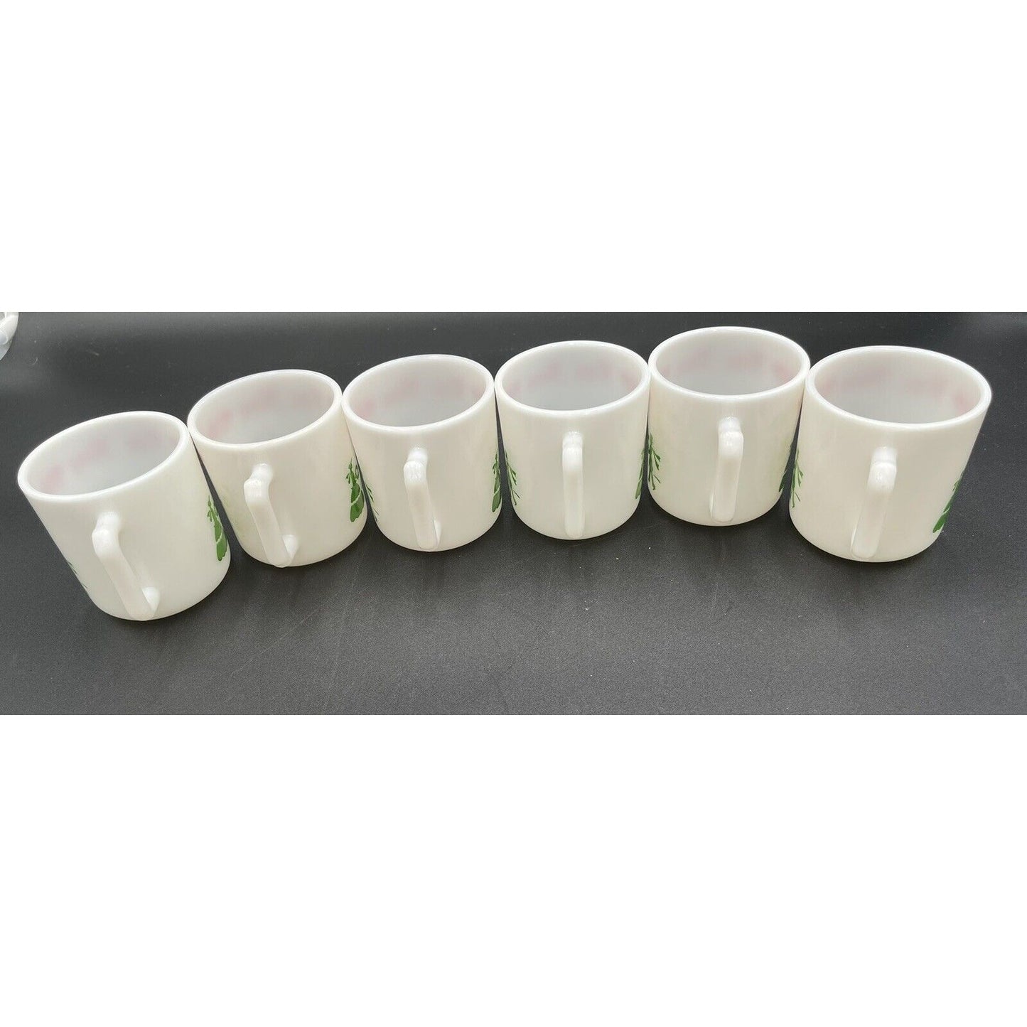 Six Vintage Hazel Atlas Milk Glass Christmas Eggnog Cups (B4) - Vintosh Vintage