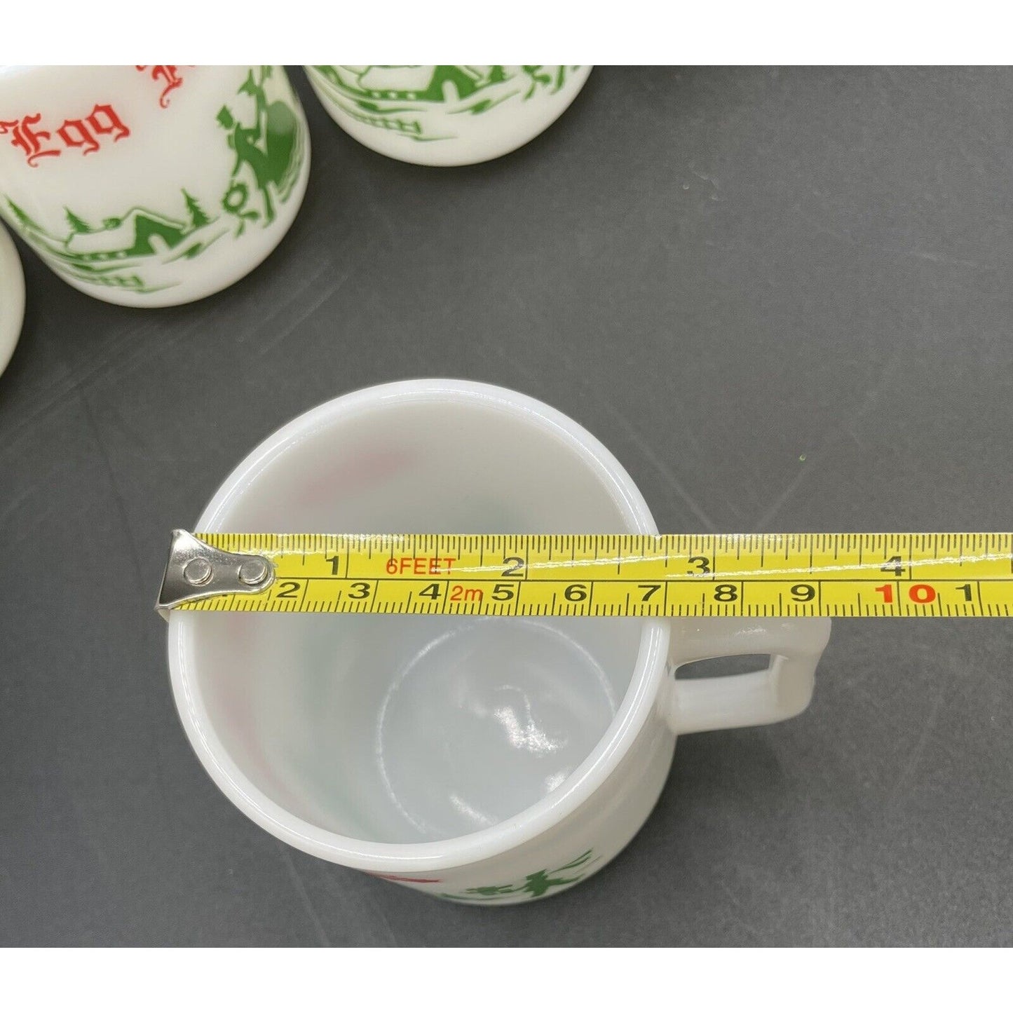 Six Vintage Hazel Atlas Milk Glass Christmas Eggnog Cups (B4) - Vintosh Vintage
