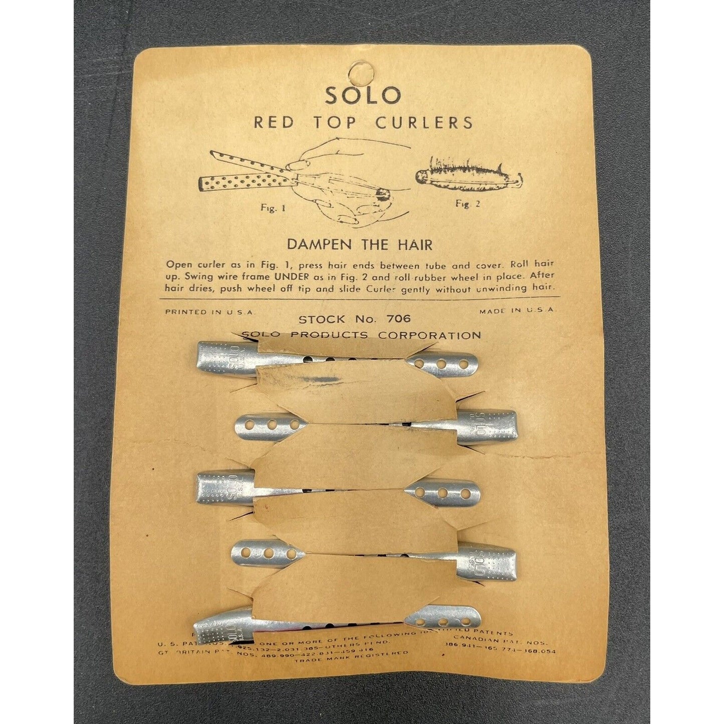 Vintage SOLO Red Top Spring Lock Curlers Set of 5 NOS Hair/Beauty Advertisement - Vintosh Vintage