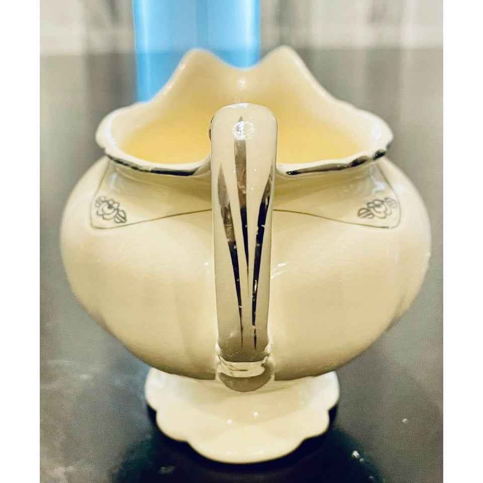 Homer Laughlin Virginia RosePatrician Design Footed Gravy Boat (C3)