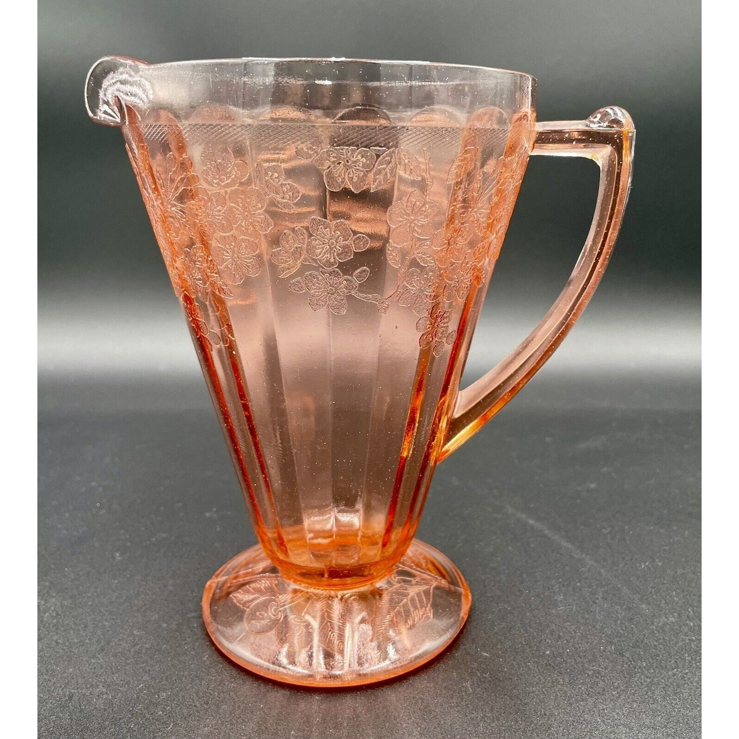 1930s Jeannette Cherry Blossom Pink Depression Glass 36 Oz Pitcher (D7) - Vintosh Vintage